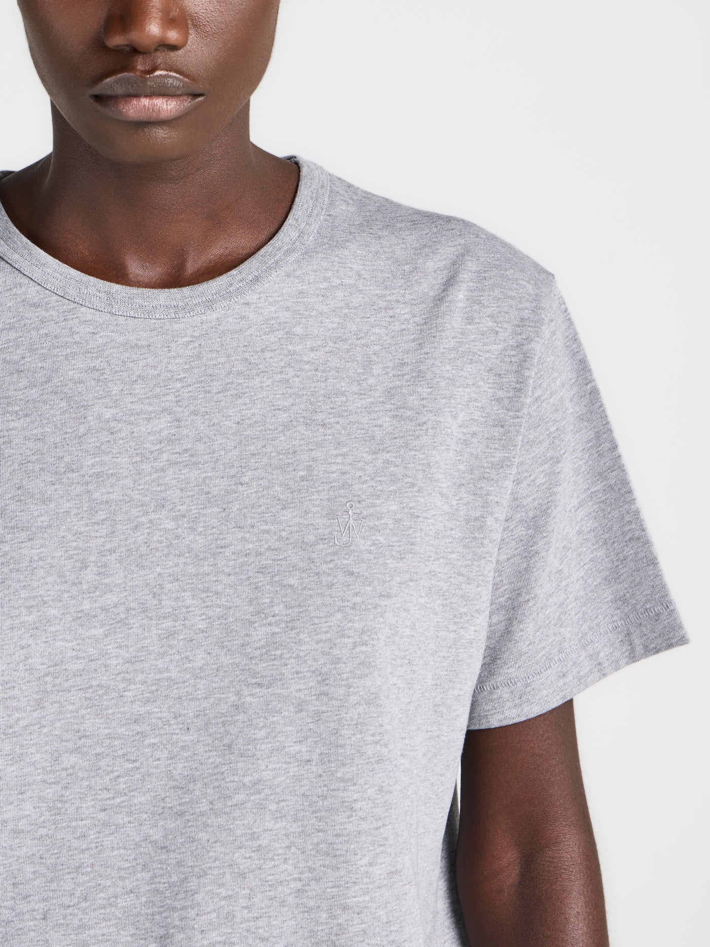 WOMENS EMBROIDERED ANCHOR T-SHIRT IN MID GREY MELANGE