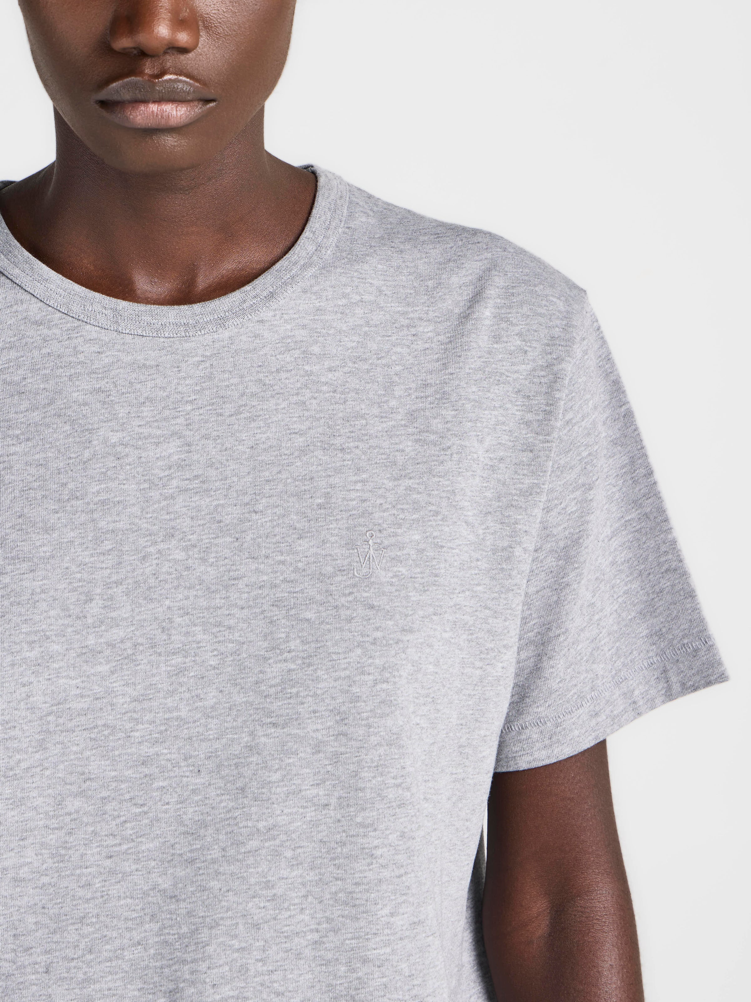 WOMENS EMBROIDERED ANCHOR T-SHIRT IN MID GREY MELANGE