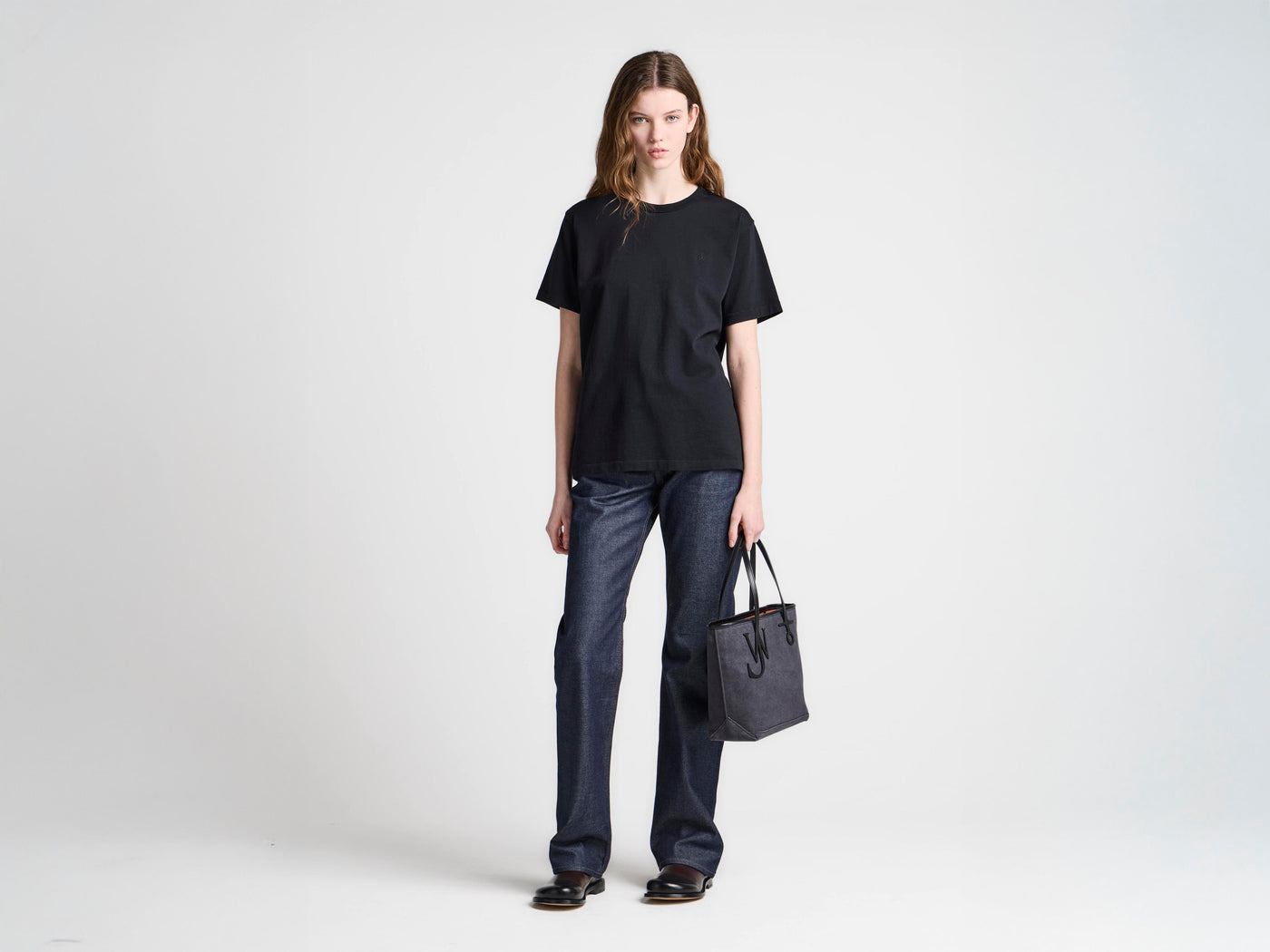 WOMENS EMBROIDERED ANCHOR T-SHIRT IN BLACK