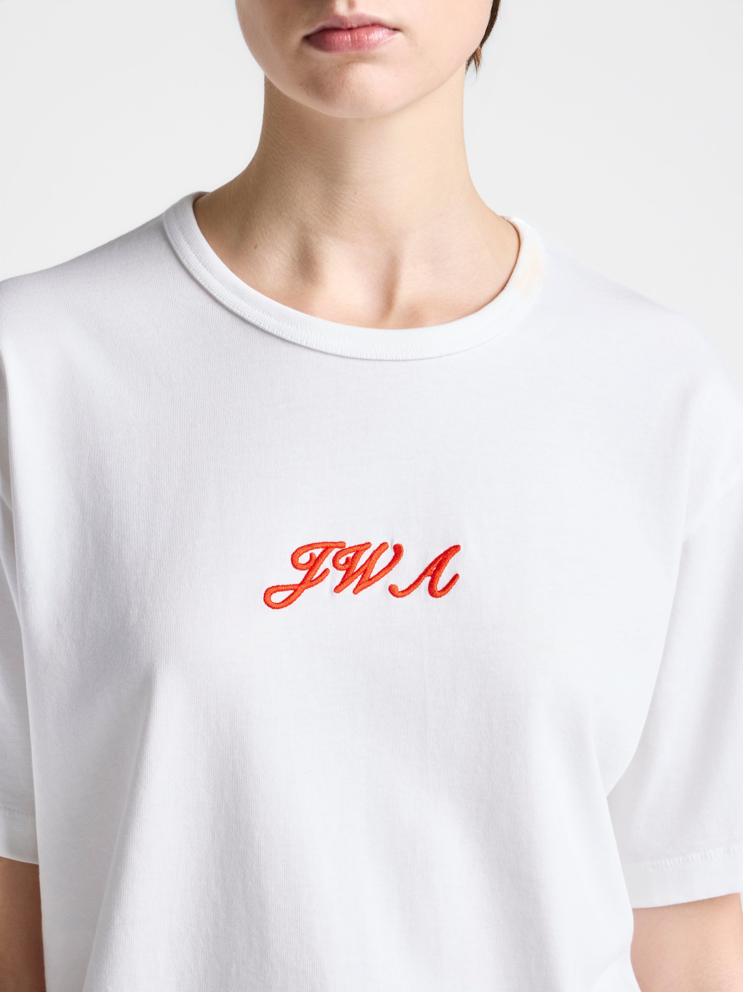 WOMENS 'JWA' SCRIPT T-SHIRT IN WHITE