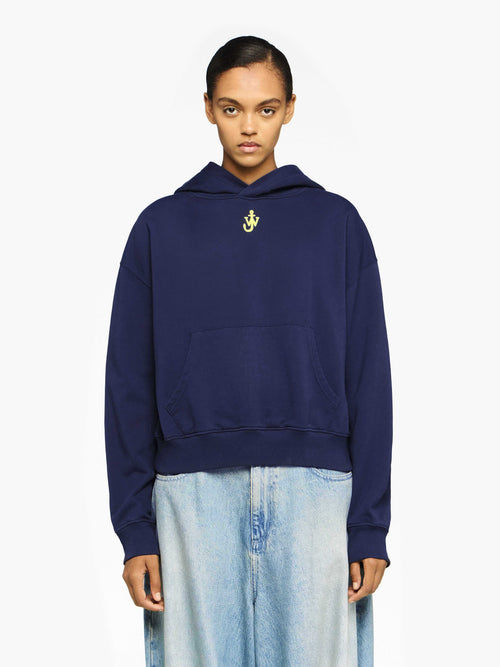 CROPPED HOODIE WITH ANCHOR EMBROIDERY