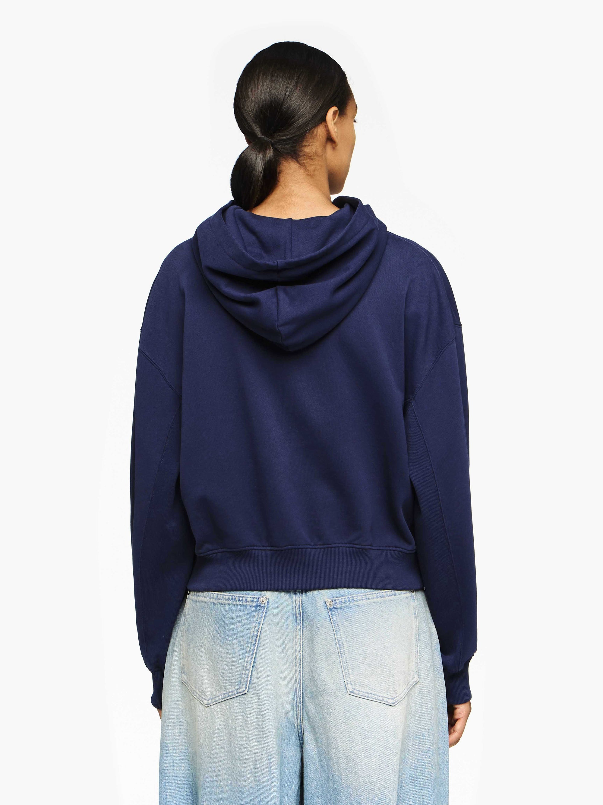 CROPPED HOODIE WITH ANCHOR EMBROIDERY