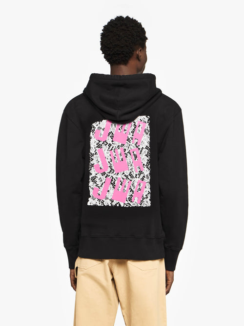 HOODIE WITH PRINTED LACE BACK PANEL