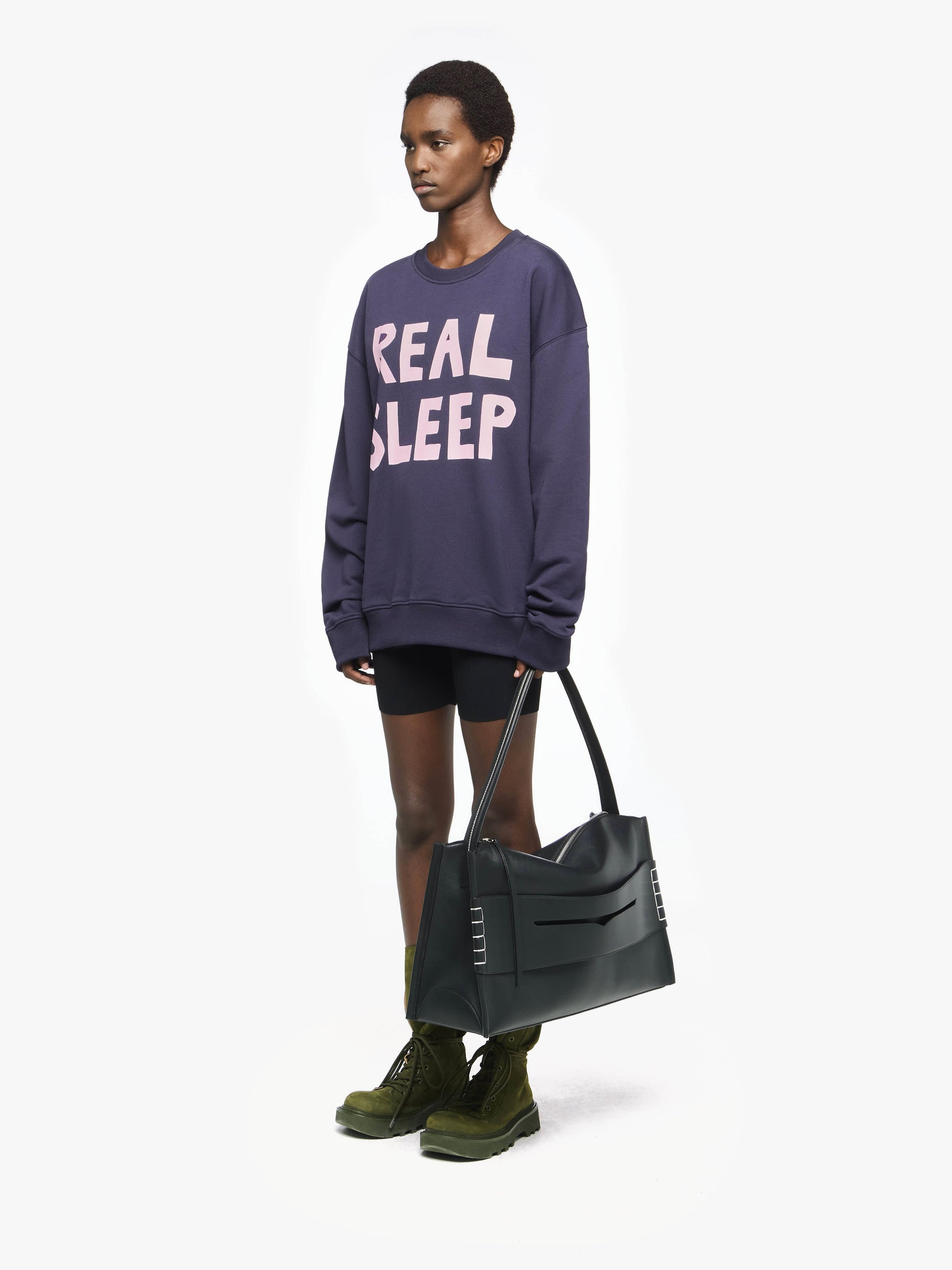 "REAL SLEEP" PRINTED SWEATSHIRT