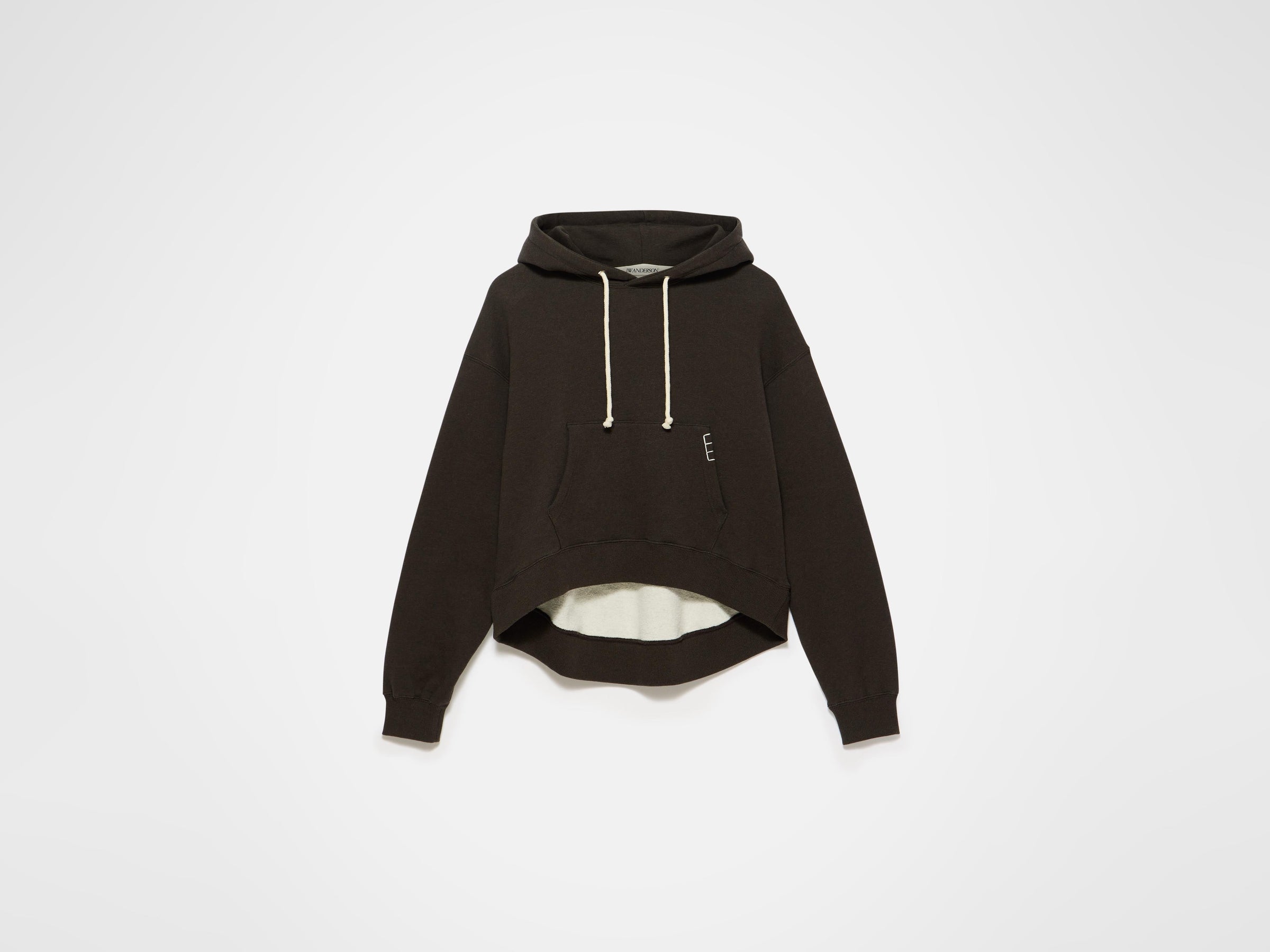 curved hem hoodie dark brown melange Product Front 5