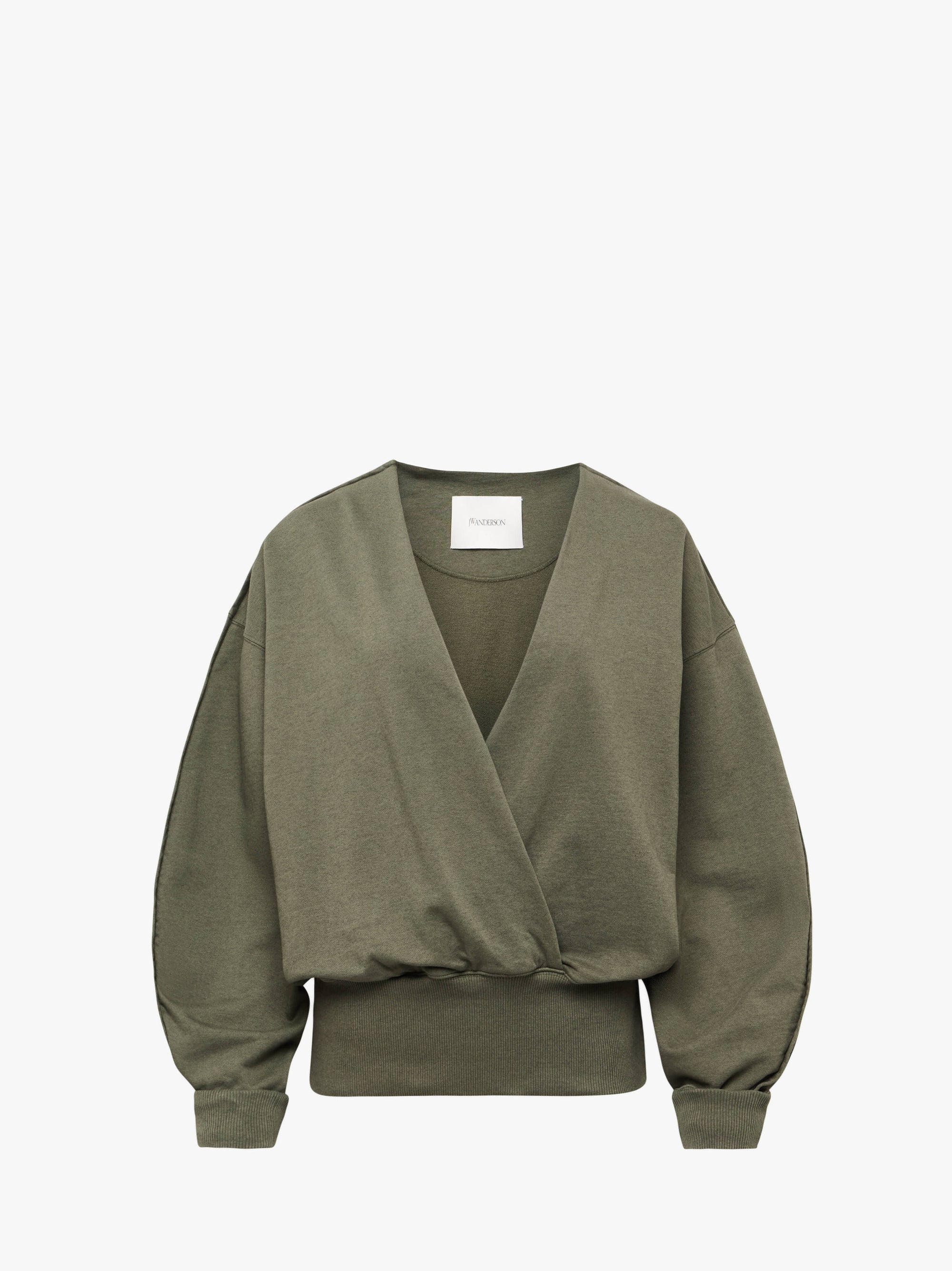 ROUNDED WRAP-FRONT SWEATSHIRT