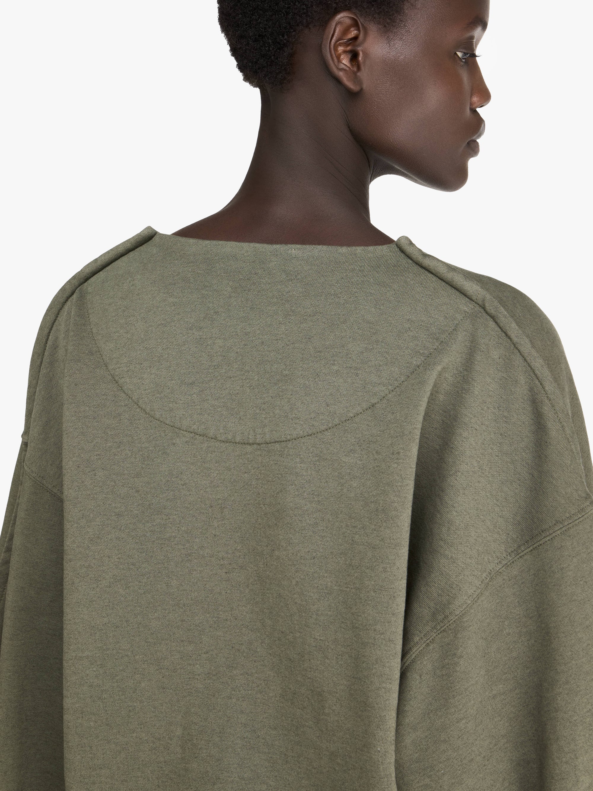 ROUNDED WRAP-FRONT SWEATSHIRT