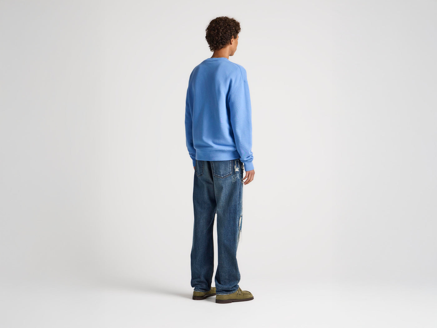 MENS RIBBON ANCHOR SWEATSHIRT IN WASHED BLUE