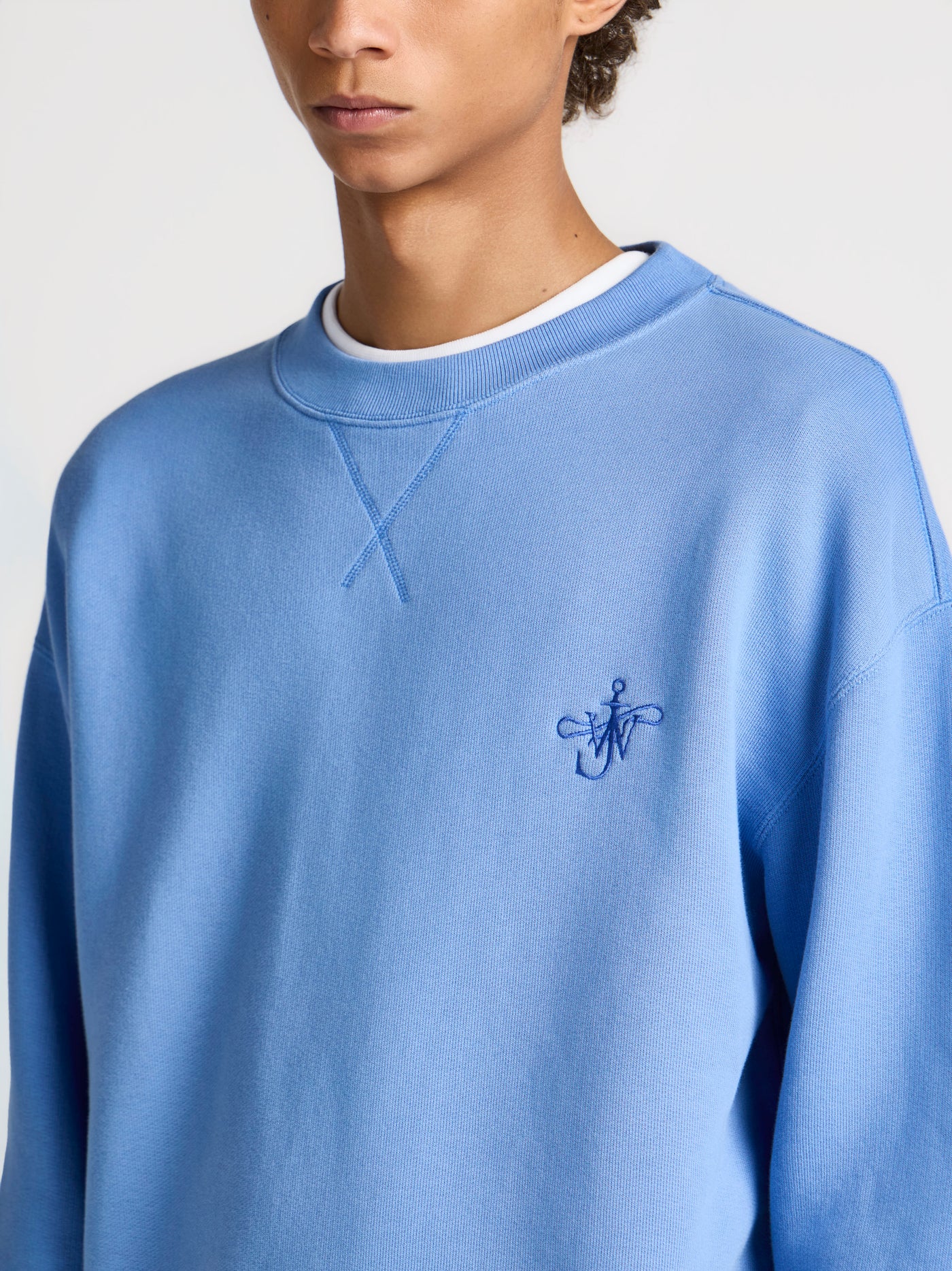 MENS RIBBON ANCHOR SWEATSHIRT IN WASHED BLUE