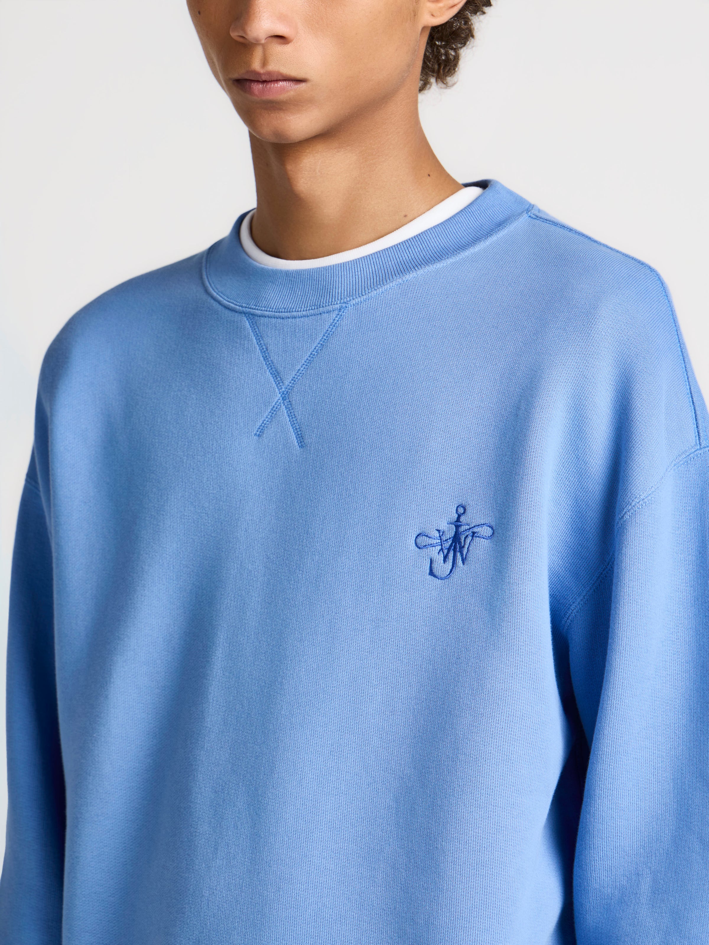 MENS RIBBON ANCHOR SWEATSHIRT IN WASHED BLUE