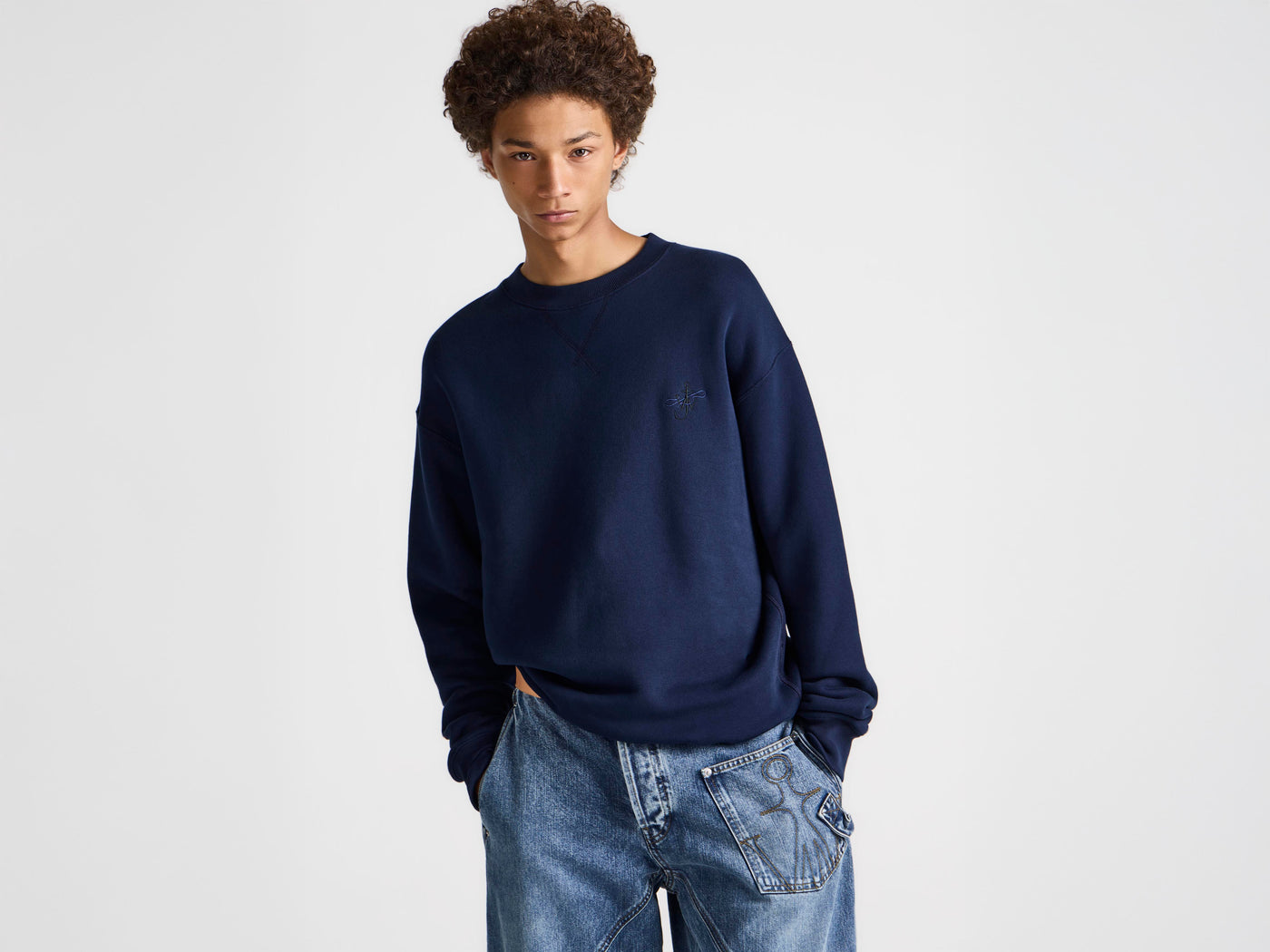 MENS RIBBON ANCHOR SWEATSHIRT IN NAVY