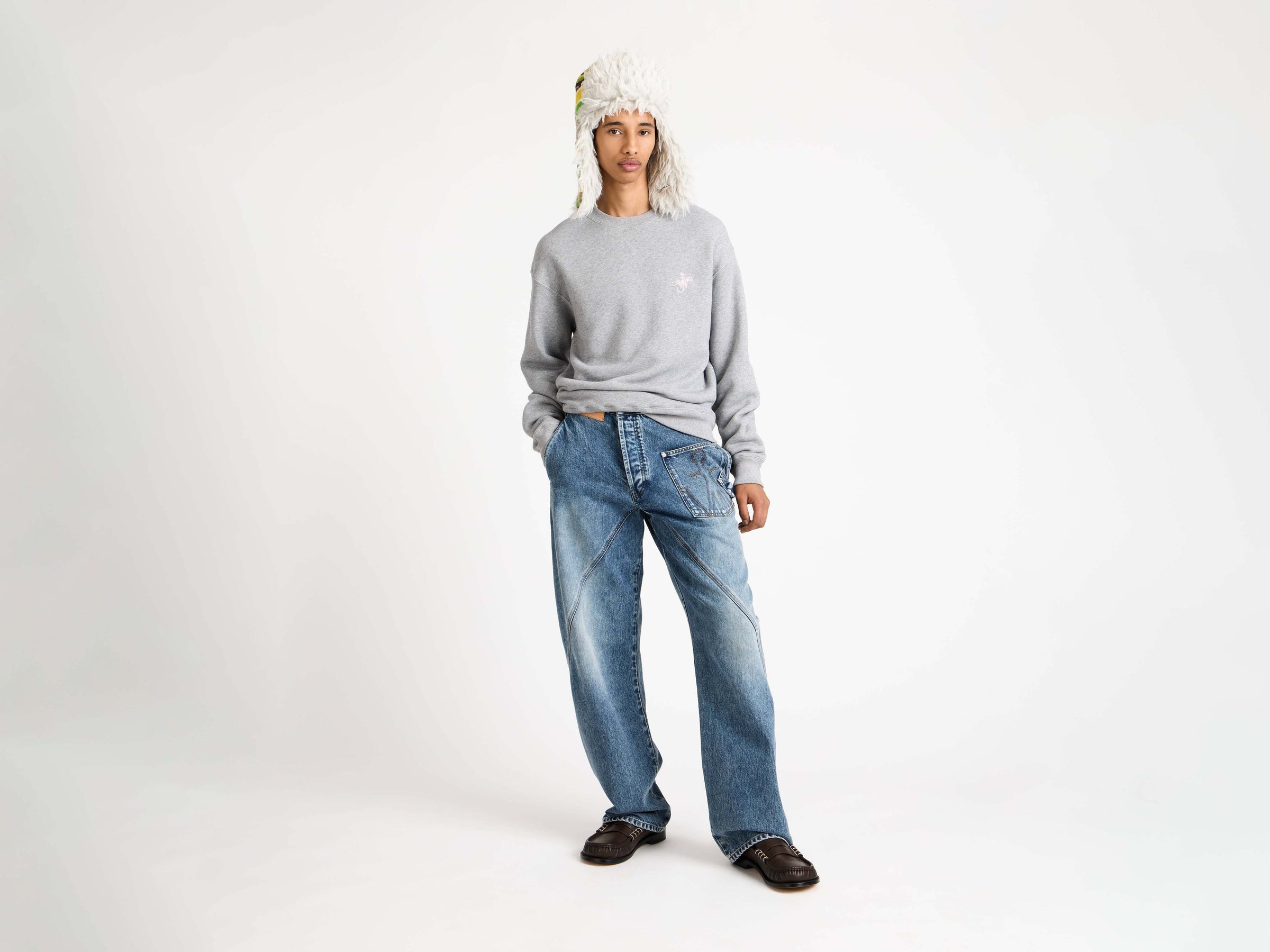 ribbon anchor sweatshirt mid grey melange Model Front 5