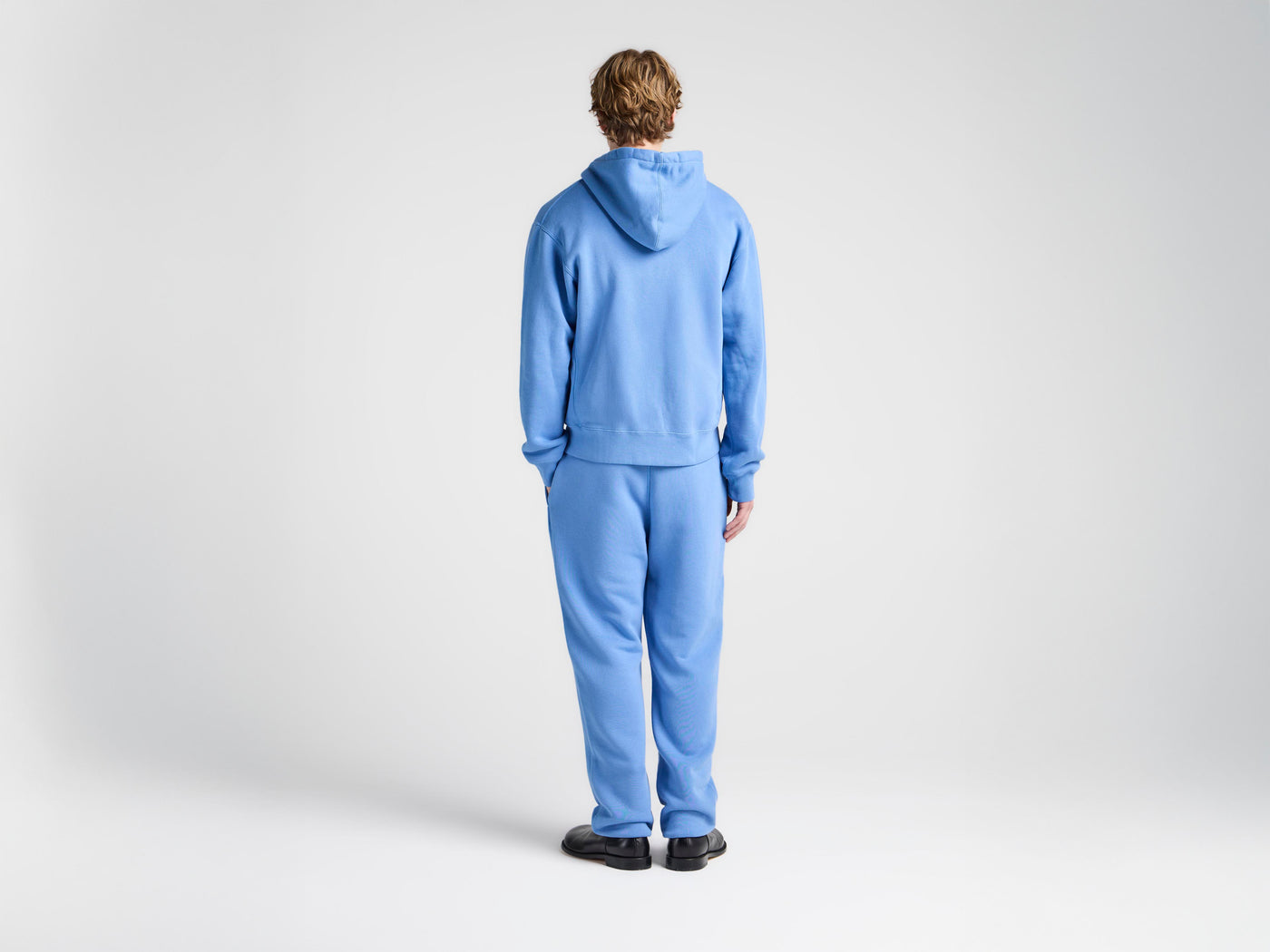 MENS FRONT ZIP HOODIE IN WASHED BLUE