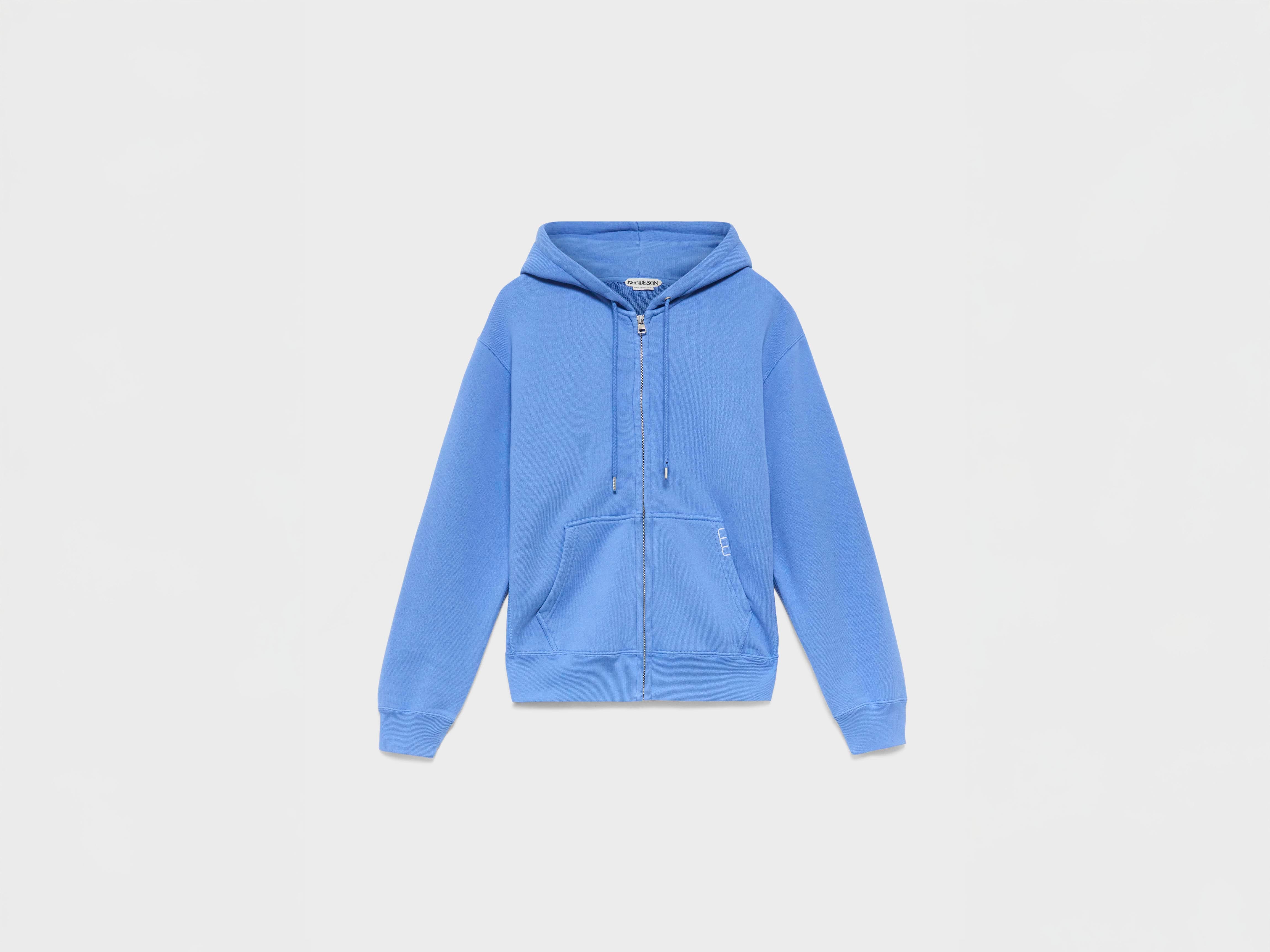 MENS FRONT ZIP HOODIE IN WASHED BLUE in WASHED BLUE