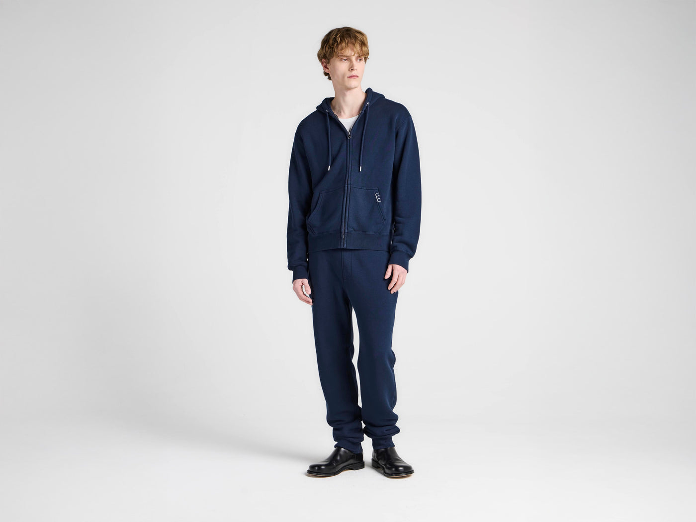 MENS FRONT ZIP HOODIE IN NAVY
