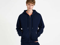 FRONT ZIP HOODIE IN NAVY