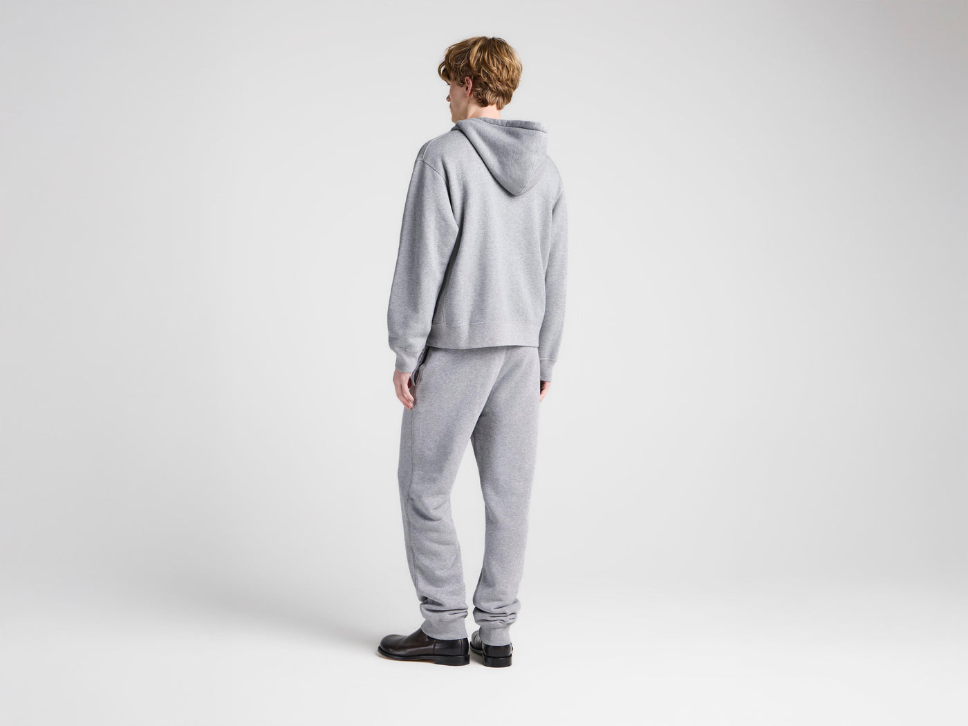 MENS FRONT ZIP HOODIE IN MID GREY MELANGE