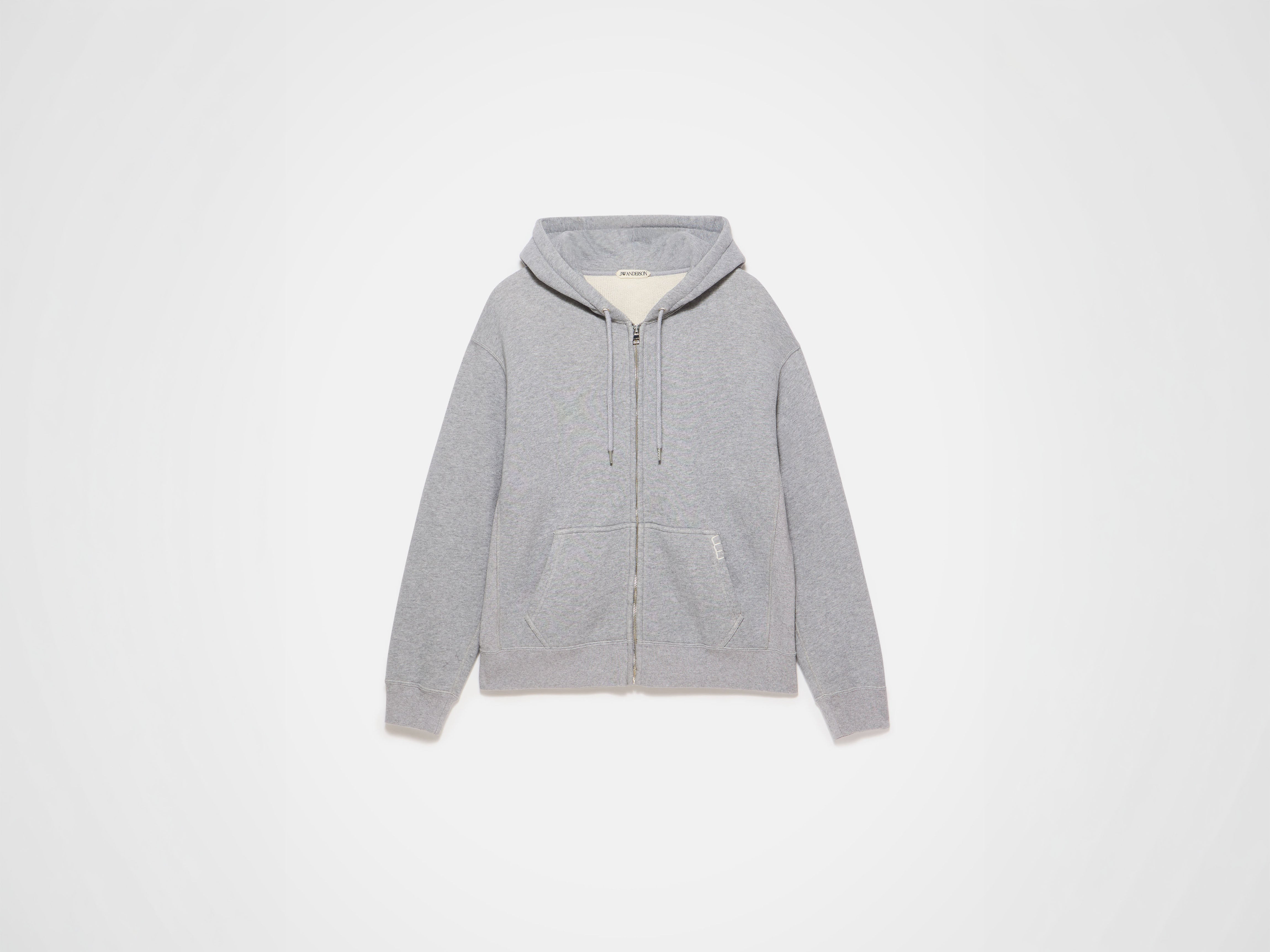 MENS FRONT ZIP HOODIE IN MID GREY MELANGE in MID GREY MELANGE