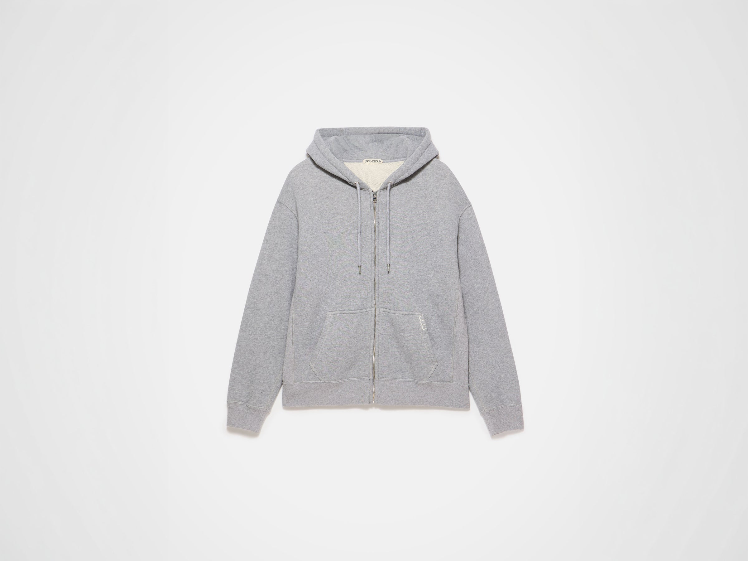 MENS FRONT ZIP HOODIE IN MID GREY MELANGE