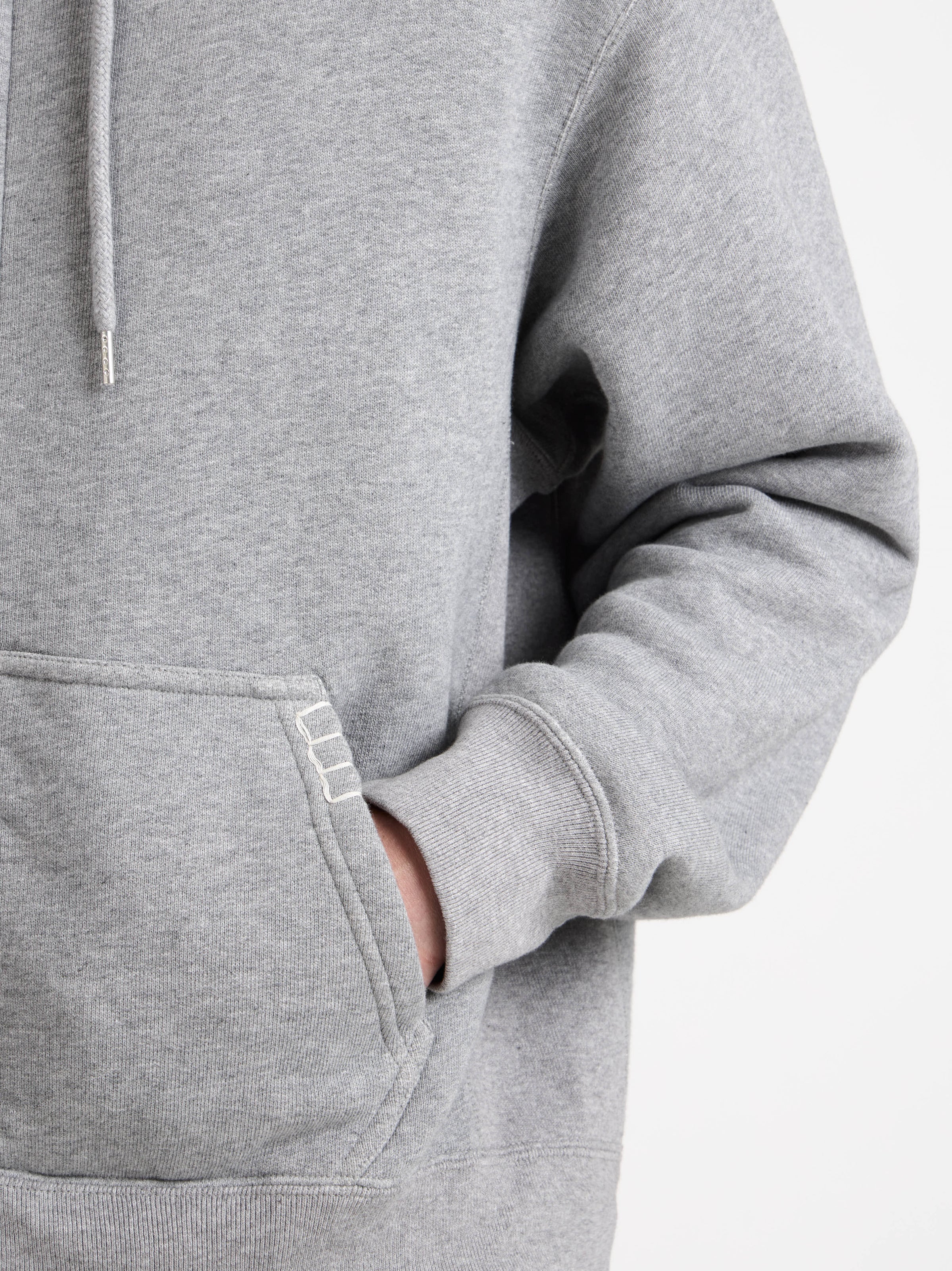 front zip hoodie mid grey melange Model Detail 1