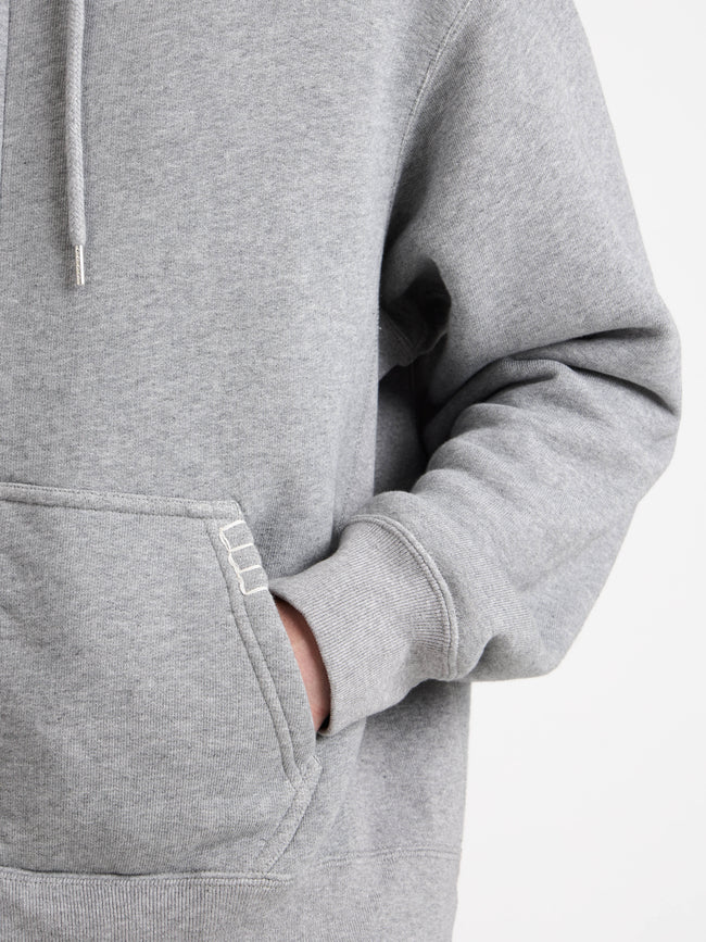 front zip hoodie mid grey melange Model Detail 1