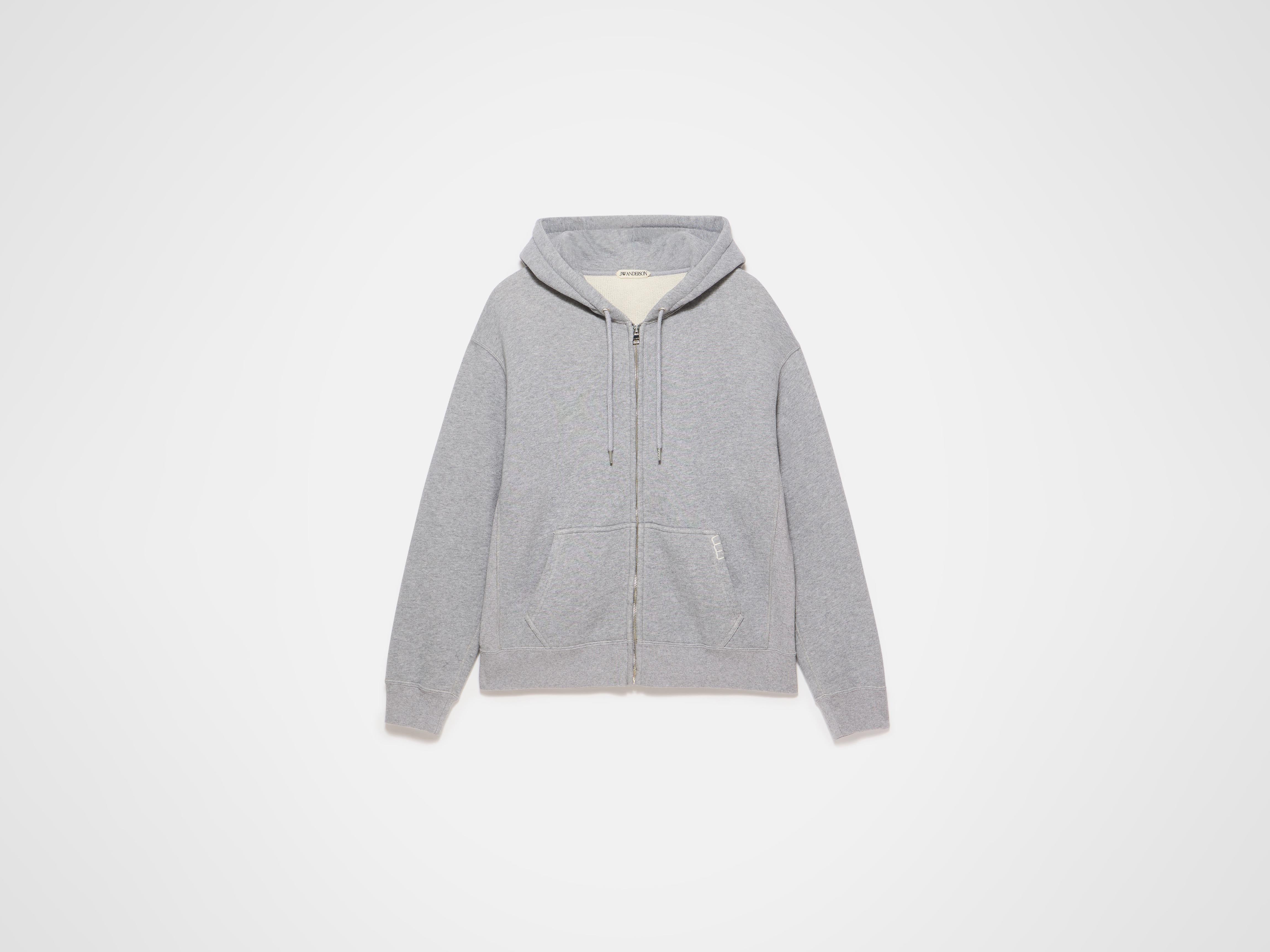 新品 newjeans ADOR SWEATSHIRT MELANGE GREY FRONT ZIP HOODIE IN MID GREY MELANGE in MID GREY MELANGE