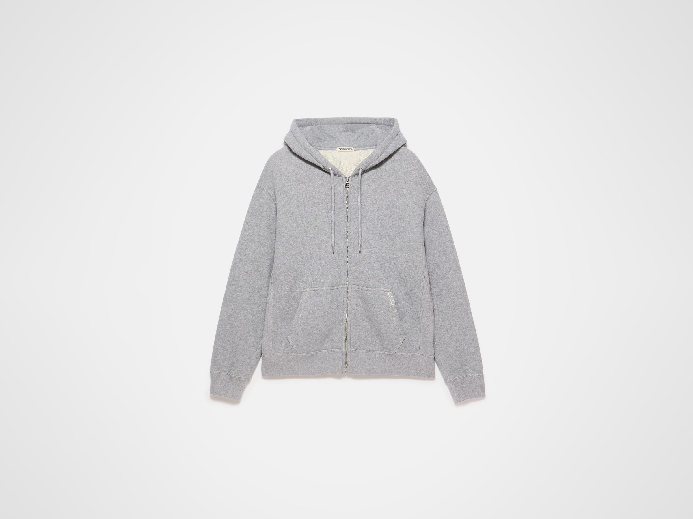 front zip hoodie mid grey melange Product Front 6