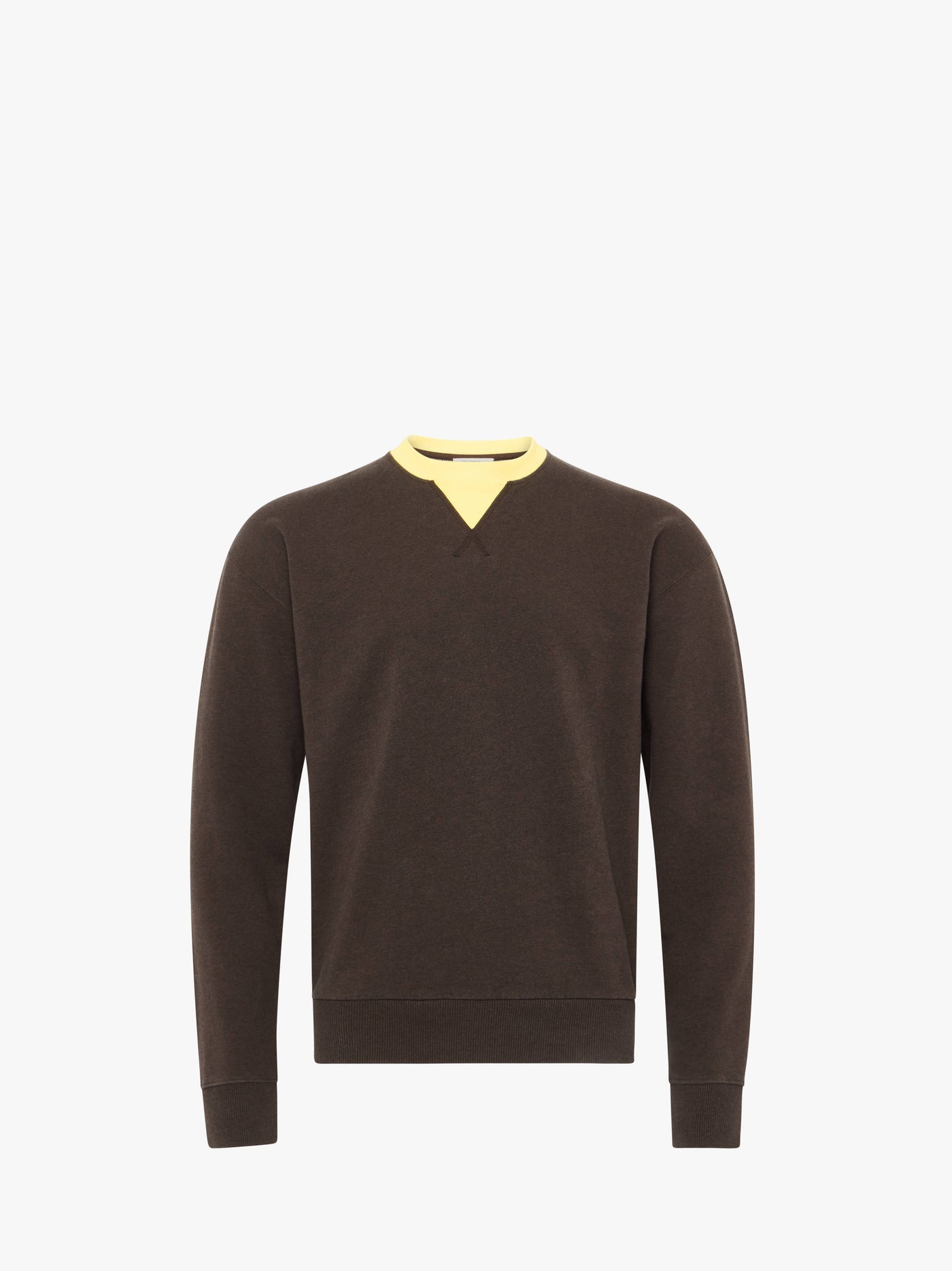 CL_CONTRAST TRIM SWEATSHIRT - DARK BROWN MELANGE_JW0242PG1632