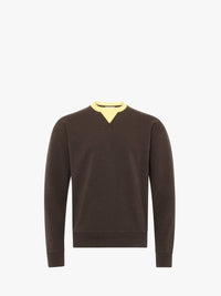 CL_CONTRAST TRIM SWEATSHIRT - DARK BROWN MELANGE_JW0242PG1632
