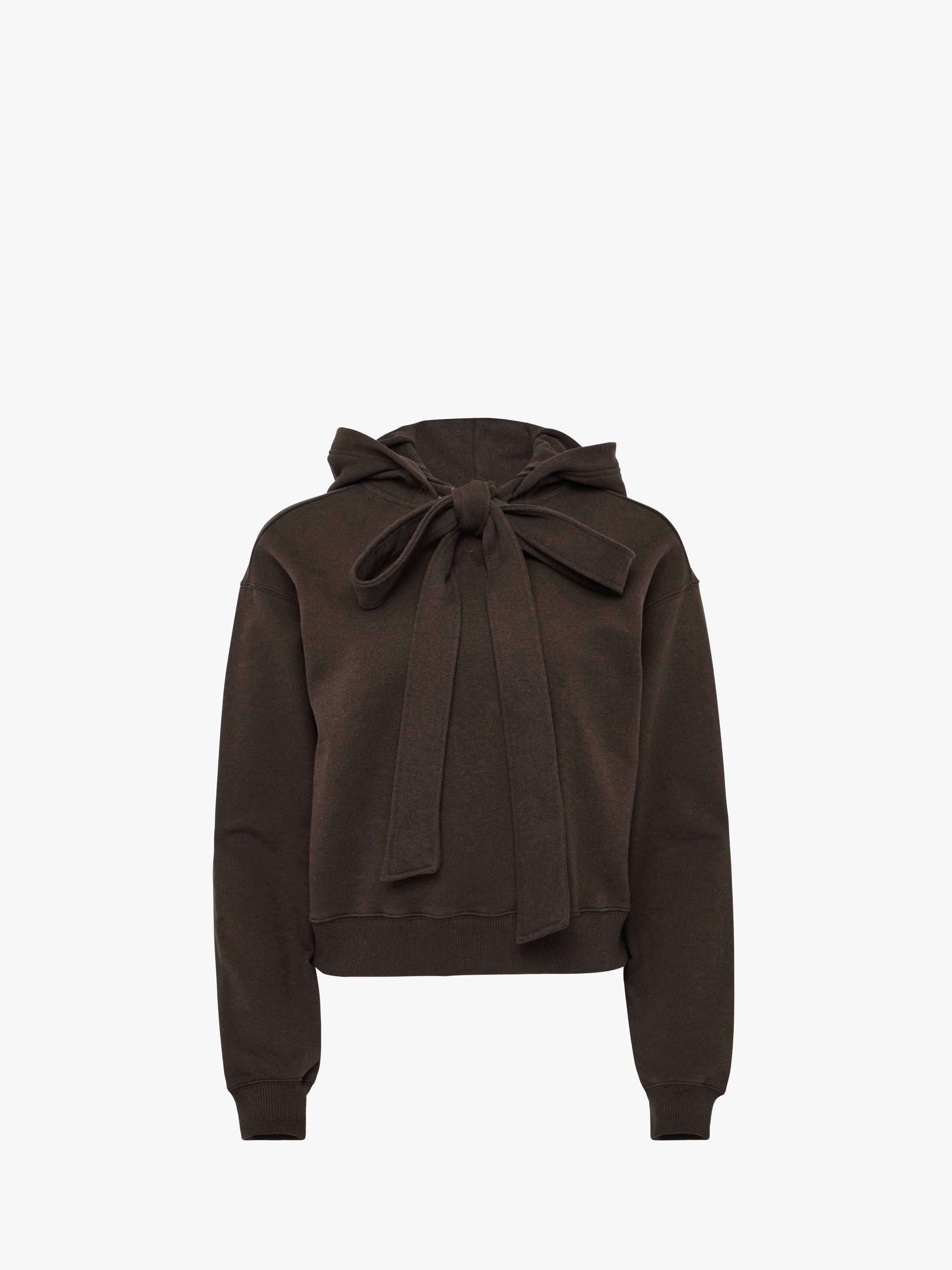 CL_TIED BOW HOODIE - DARK BROWN MELANGE_JW0244PG1719