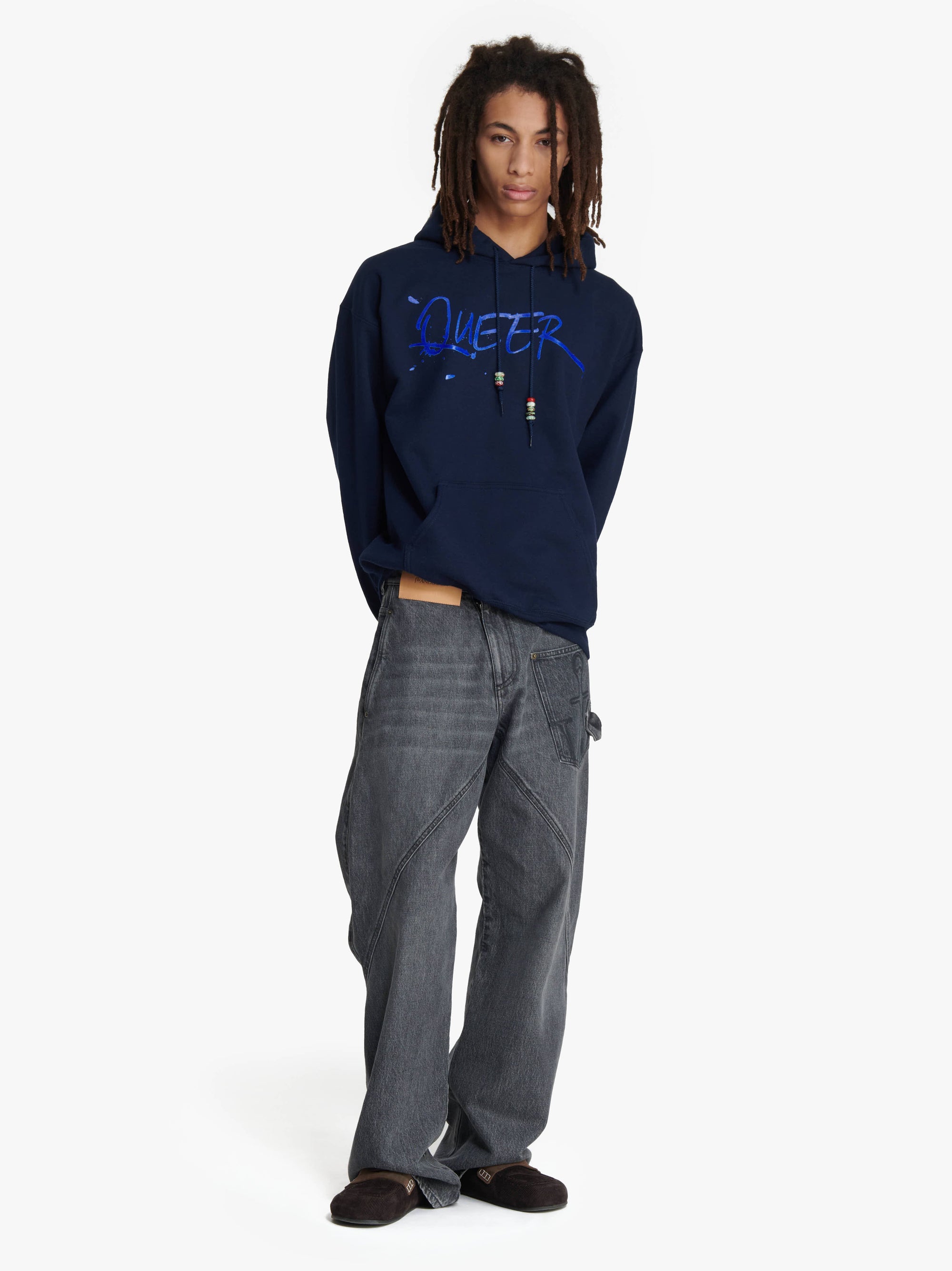 JW ANDERSON X QUEER HOODIE WITH TEXT PRINT