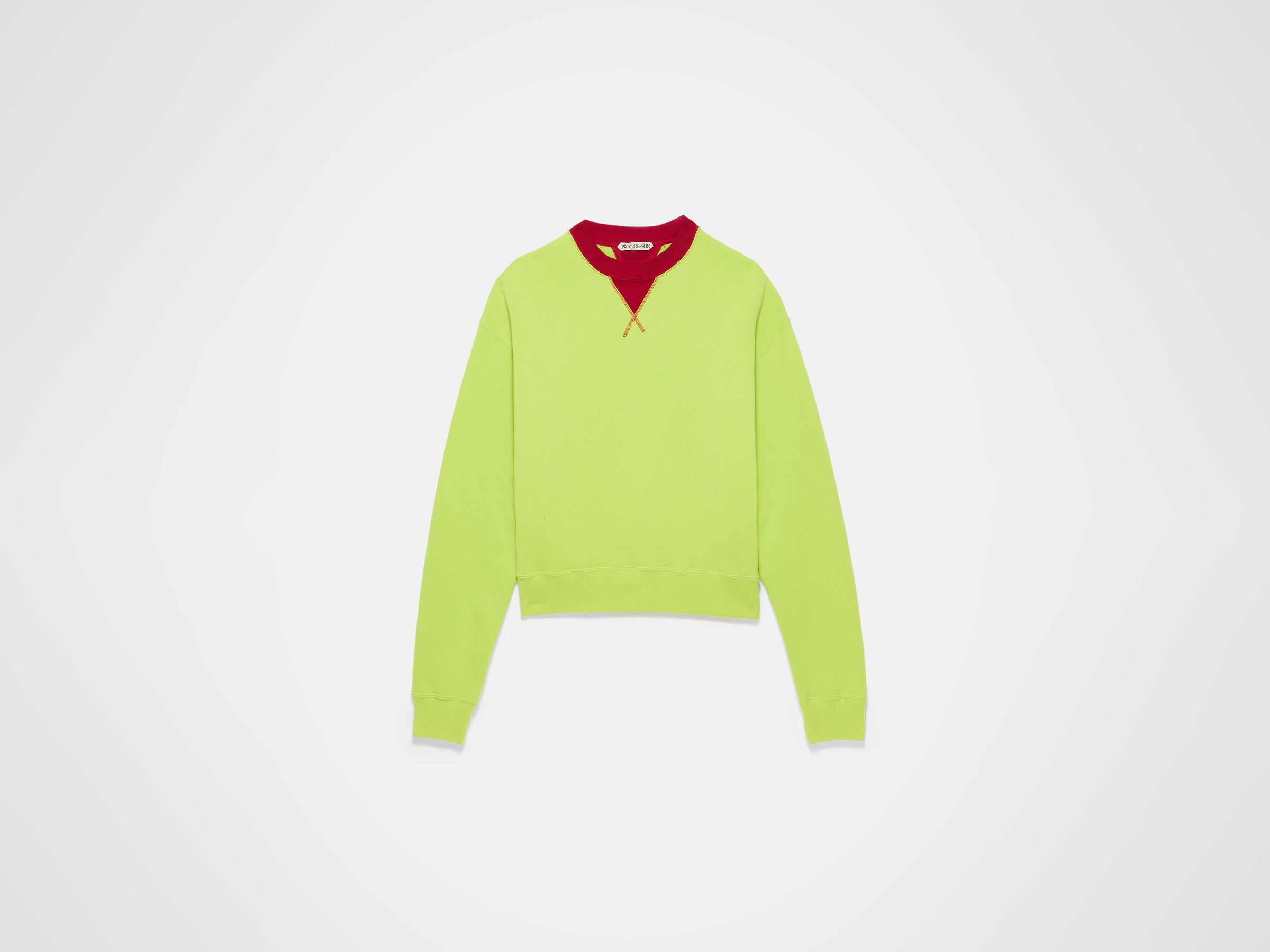 contrast collar sweatshirt lime red Product Front 6