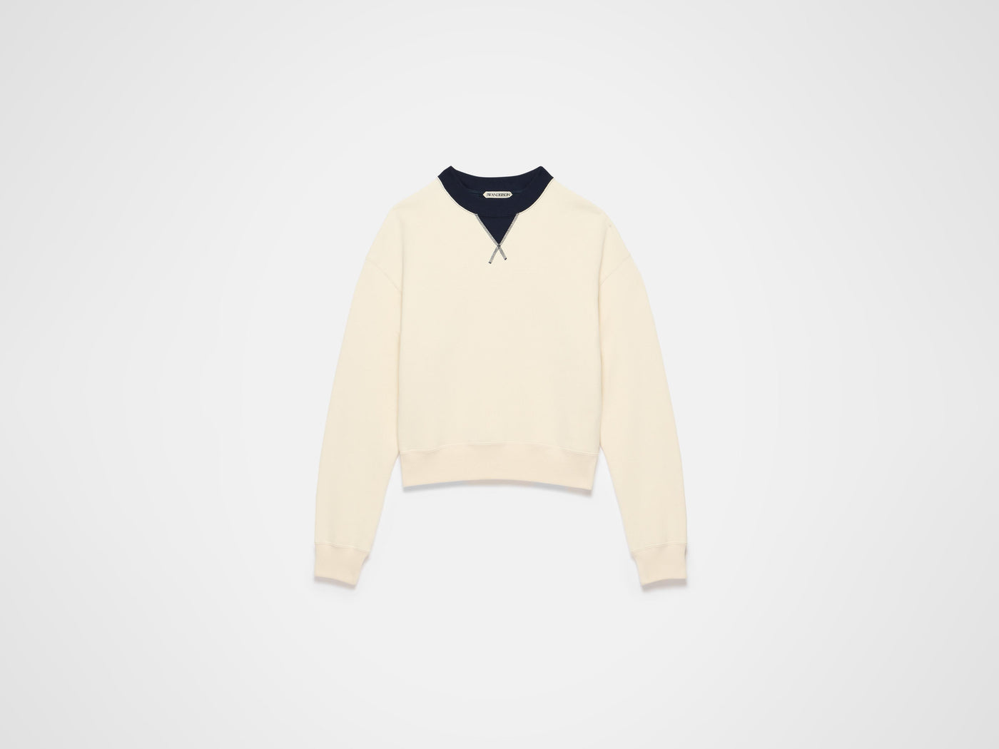 contrast collar sweatshirt ecru navy 1 Product Front 9