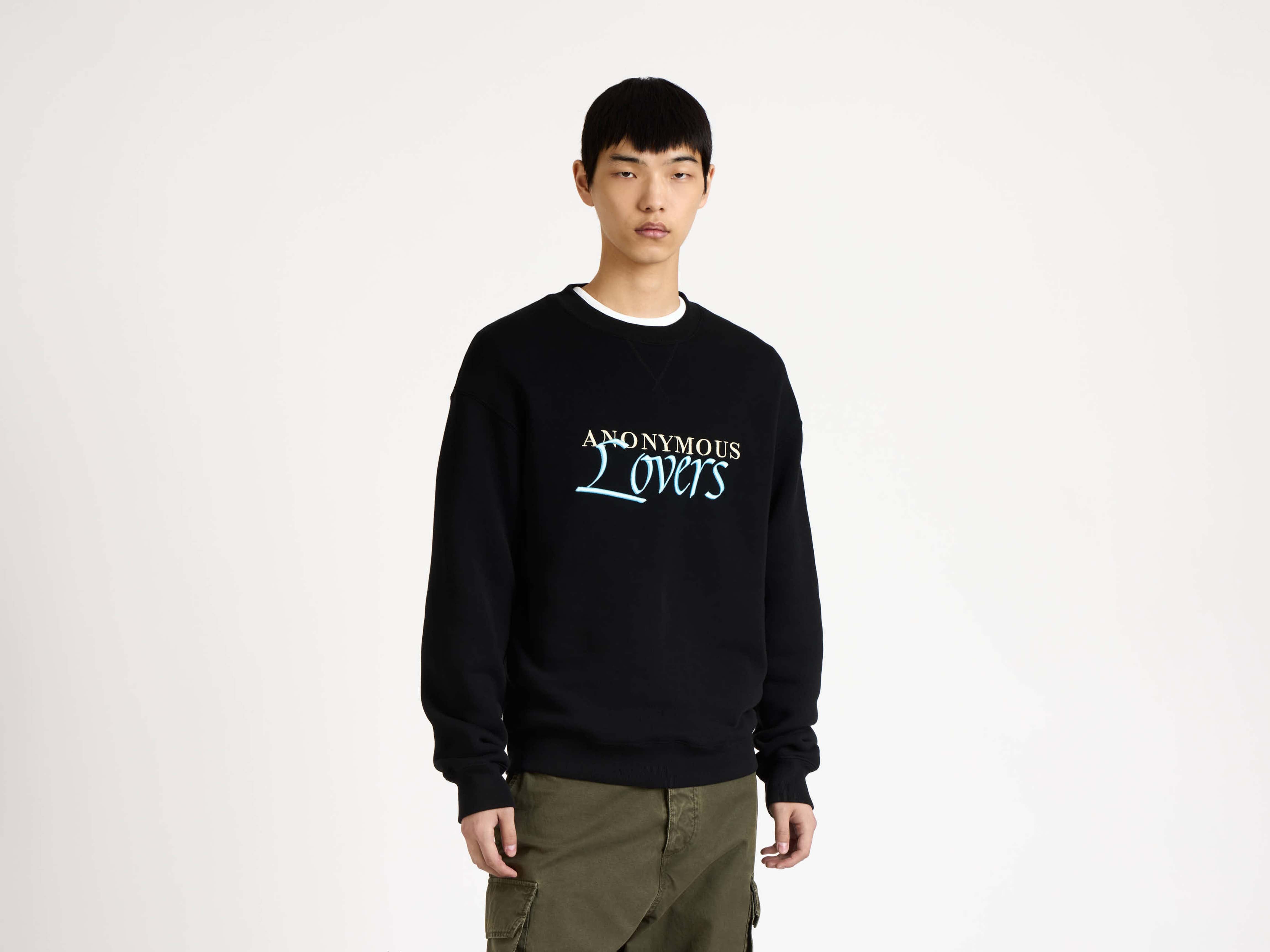 MENS 'ANONYMOUS LOVERS' SWEATSHIRT IN WASHED BLACK in WASHED BLACK