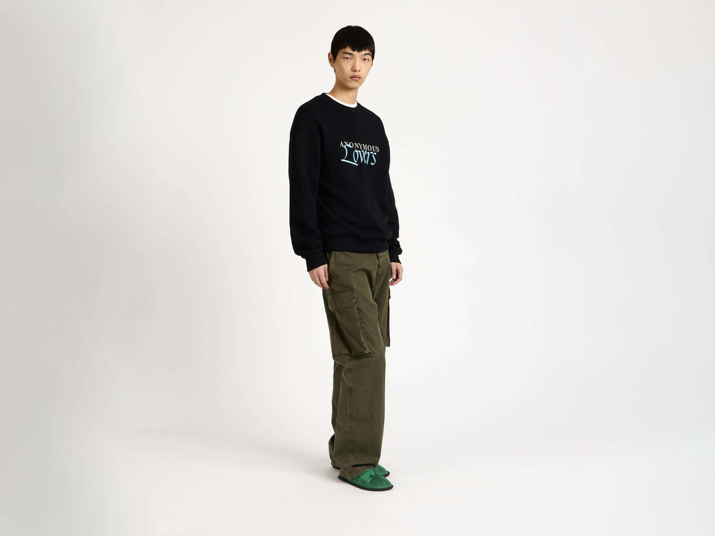 anonymous lovers sweatshirt washed black 1 Model Front 3
