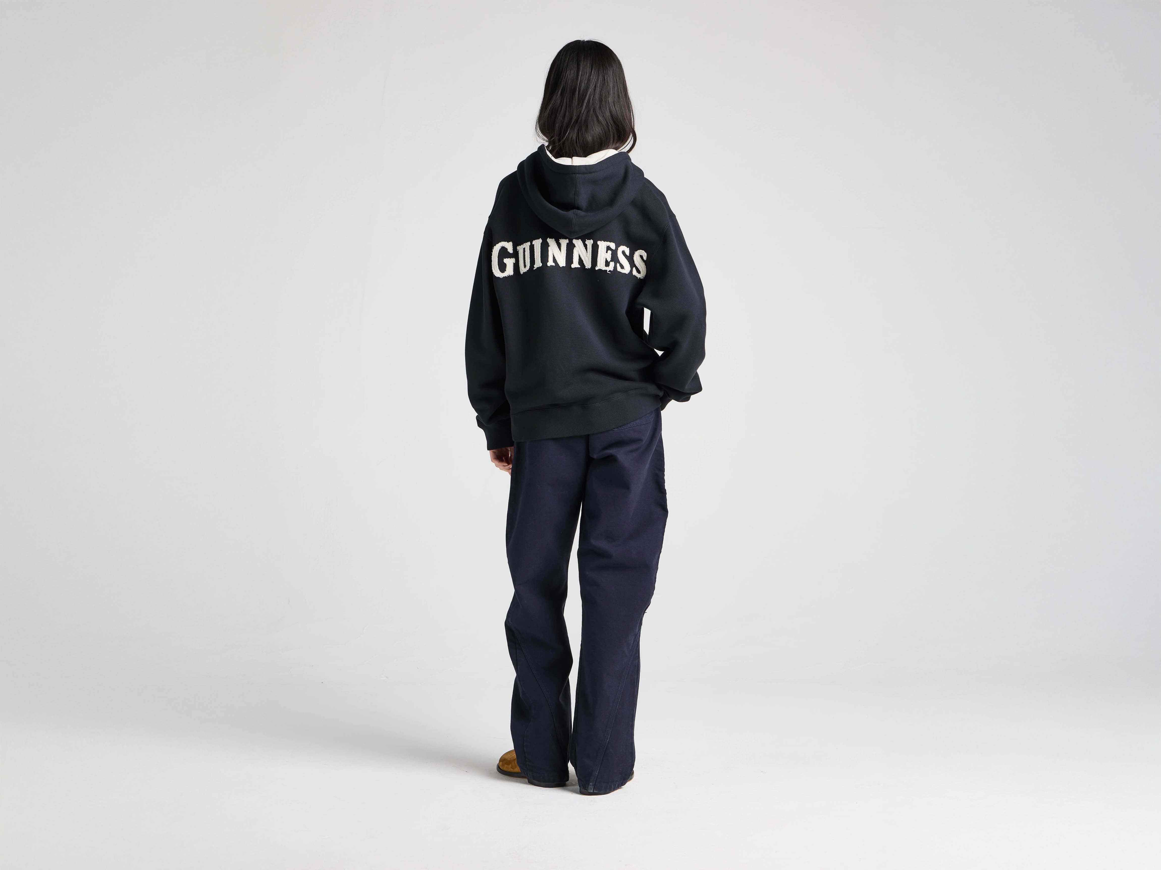 Unisex JW ANDERSON X GUINNESS HOODED SWEATSHIRT IN WASHED BLACK in