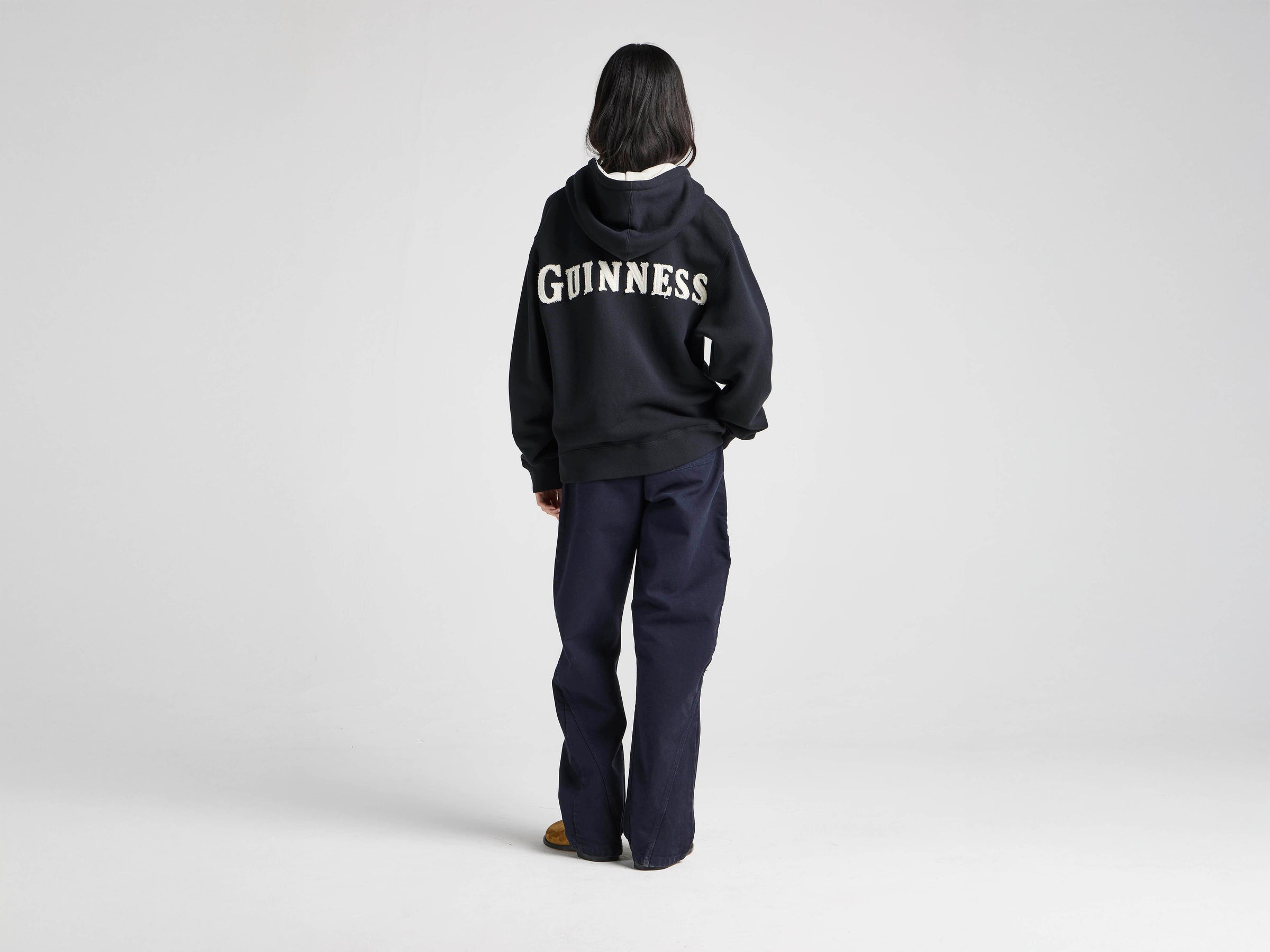 Unisex JW ANDERSON X GUINNESS HOODED SWEATSHIRT IN WASHED BLACK