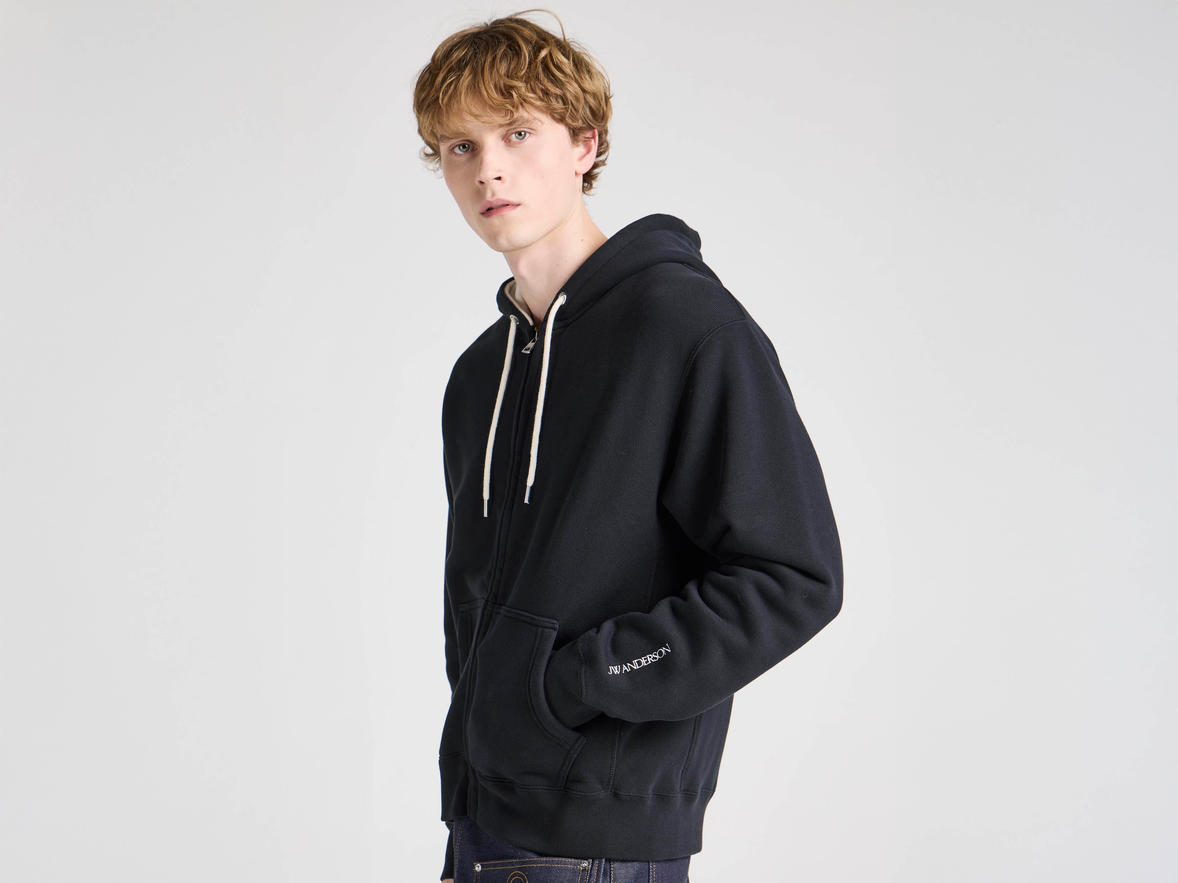 Unisex JW ANDERSON X GUINNESS HOODED SWEATSHIRT IN WASHED BLACK in