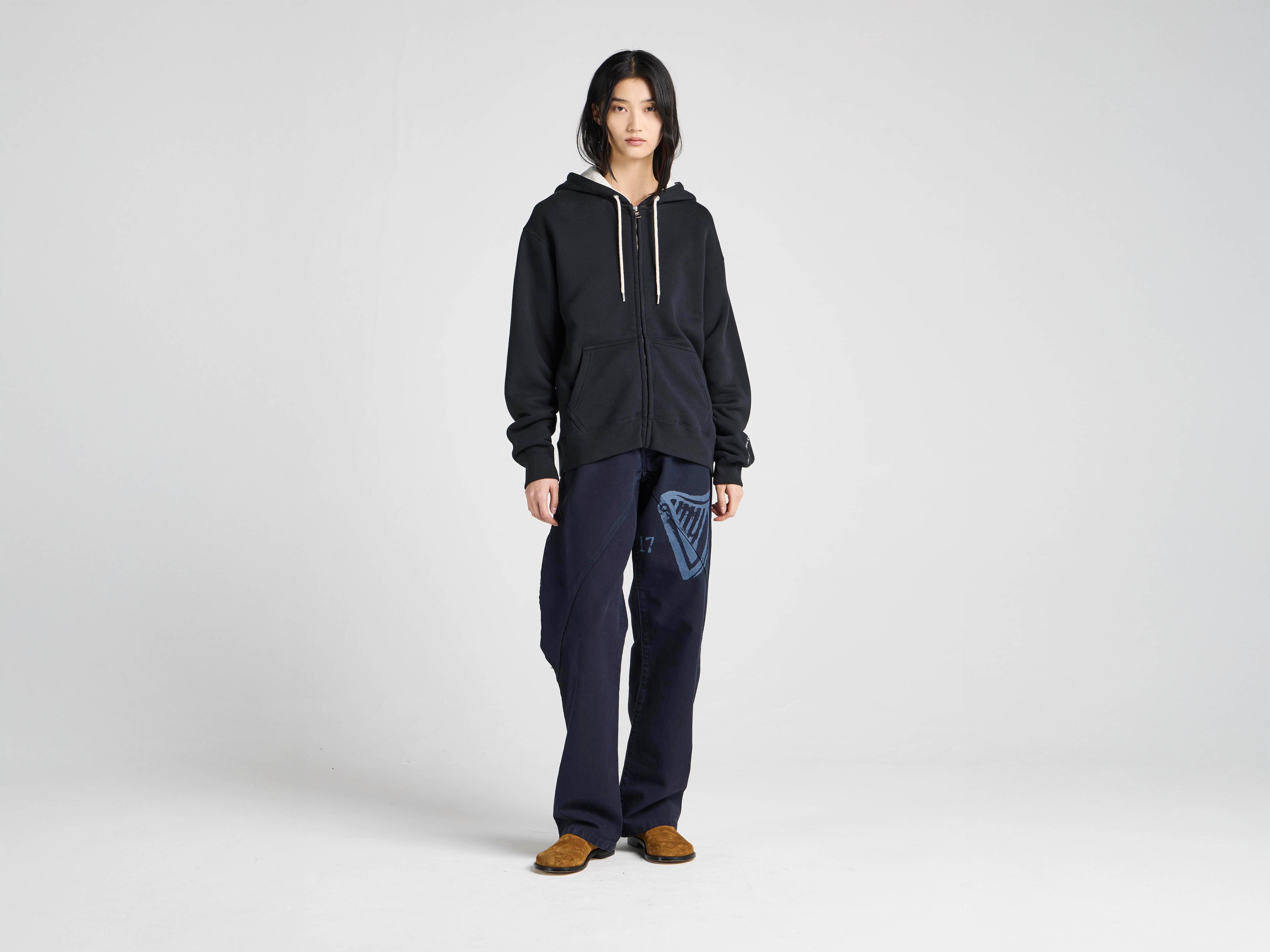 Unisex JW ANDERSON X GUINNESS HOODED SWEATSHIRT IN WASHED BLACK in