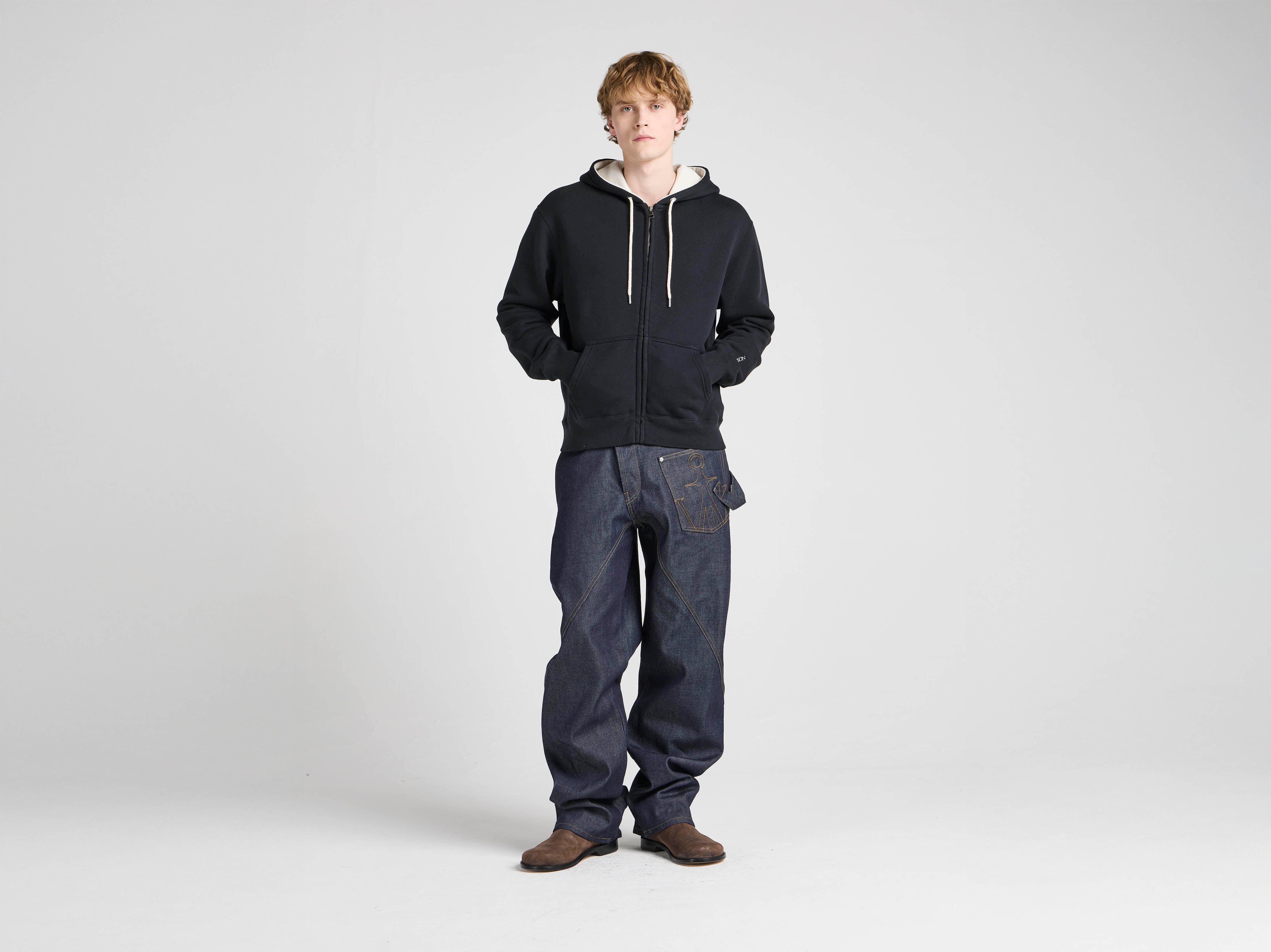 Unisex JW ANDERSON X GUINNESS HOODED SWEATSHIRT IN WASHED BLACK in