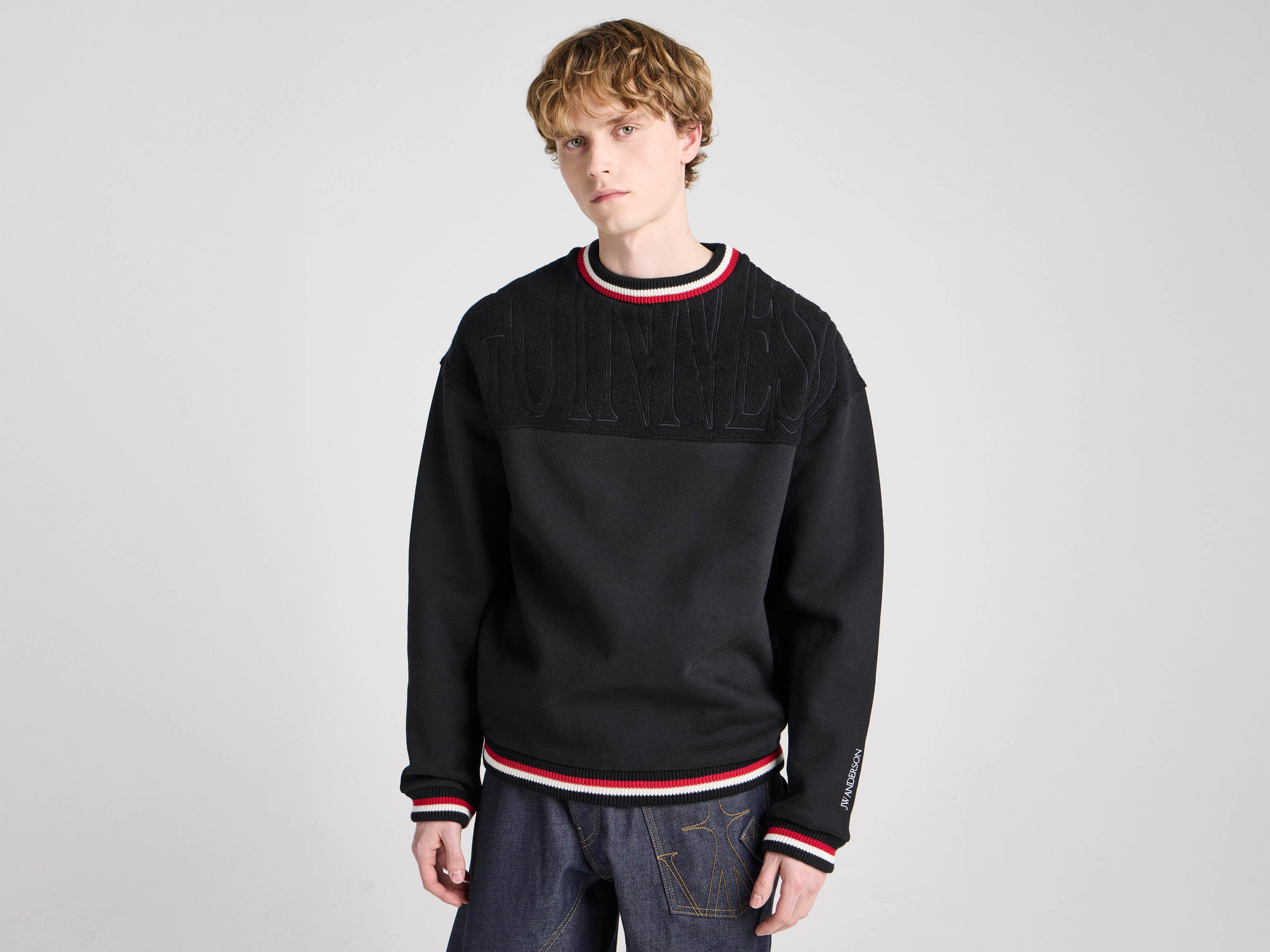 Unisex JW ANDERSON X GUINNESS CREWNECK SWEATSHIRT IN BLACK