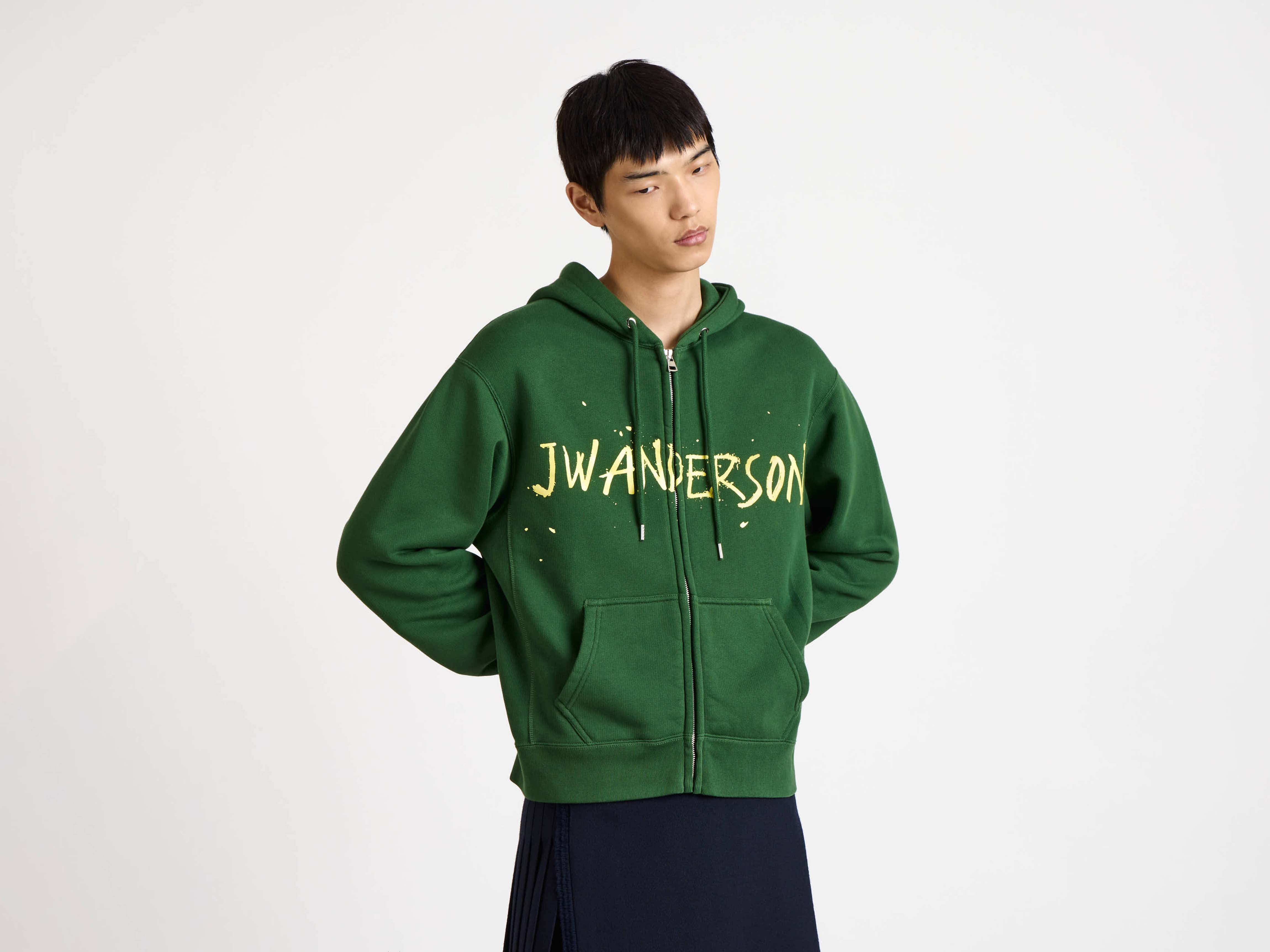 トップス jwanderson ZIP FRONT PRINT HOODIE IN GREEN in GREEN JW0273PG1901500XXS