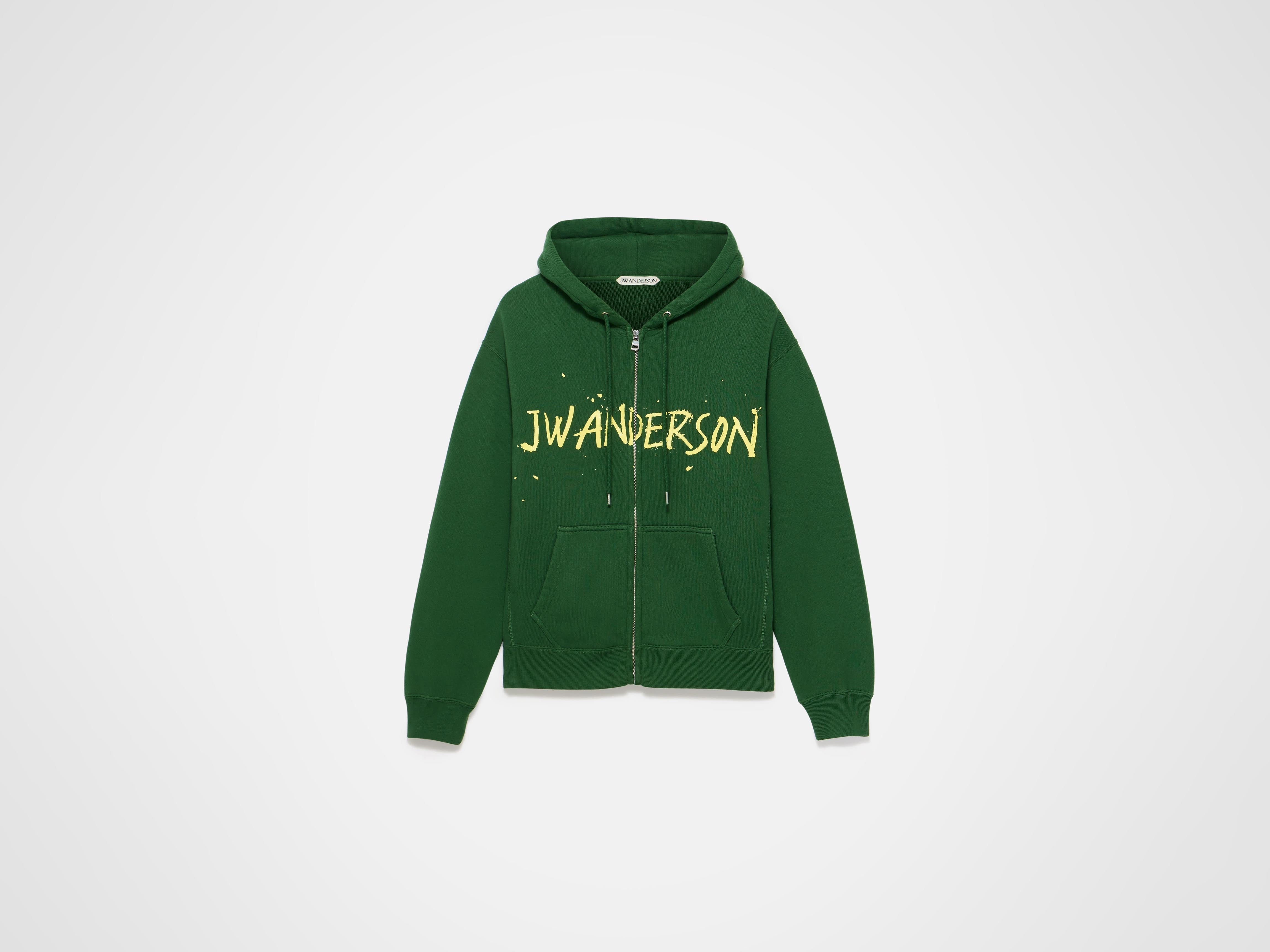 MENS ZIP FRONT PRINT HOODIE IN GREEN in GREEN MENS ZIP FRONT PRINT HOODIE IN GREEN in GREEN