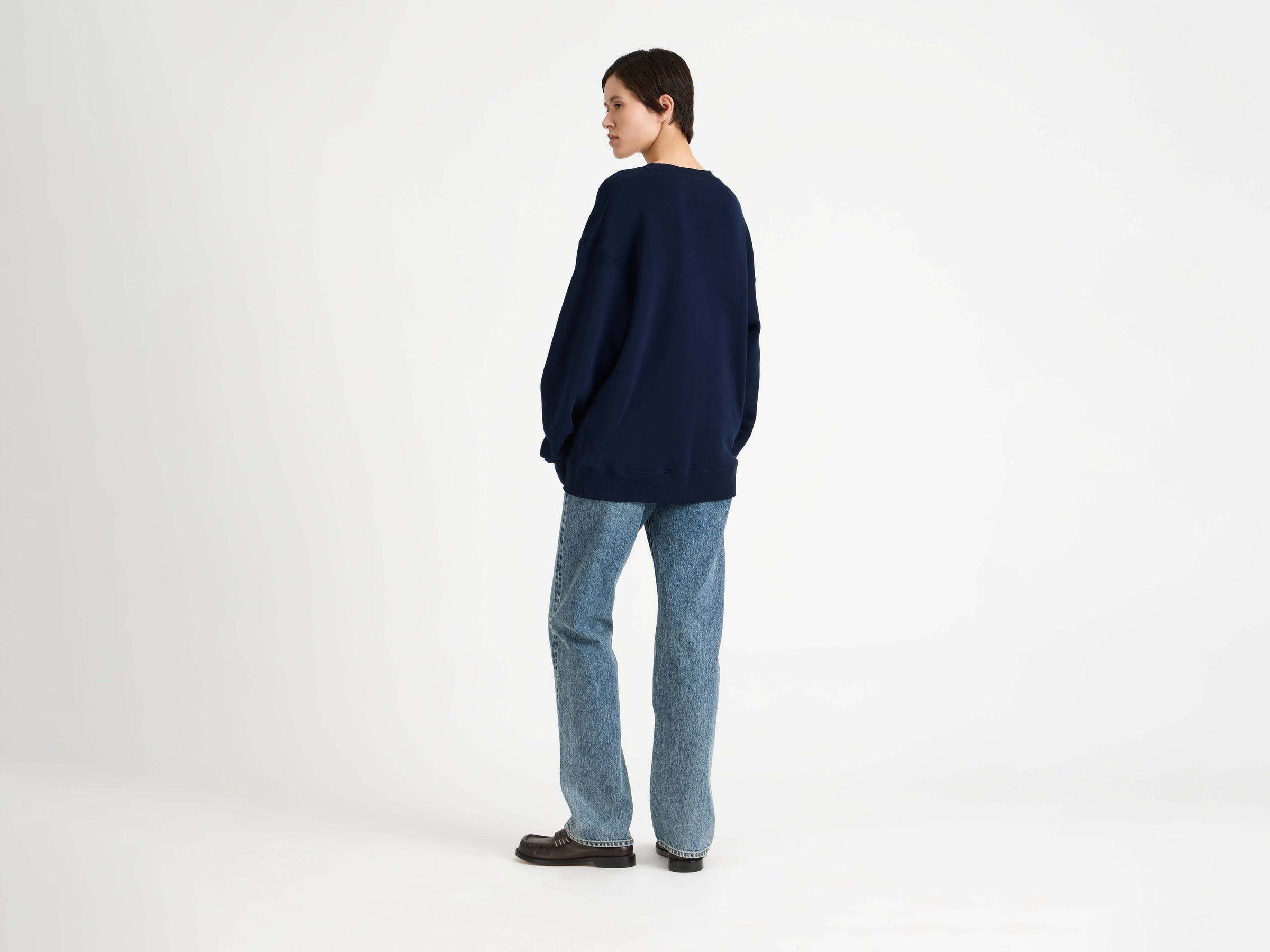 anonymous trade sweatshirt navy 1 Model Back 4