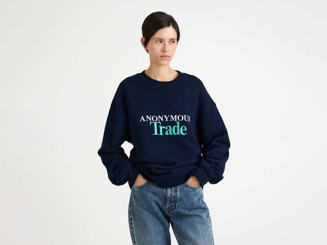 anonymous trade sweatshirt navy 1 Model Detail 1
