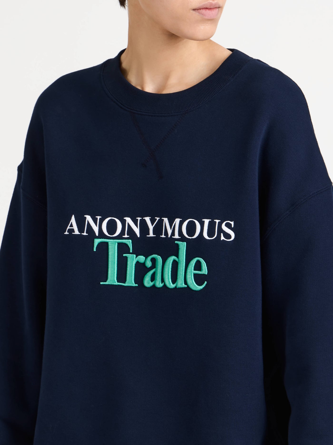 anonymous trade sweatshirt navy 1 Model Detail 8