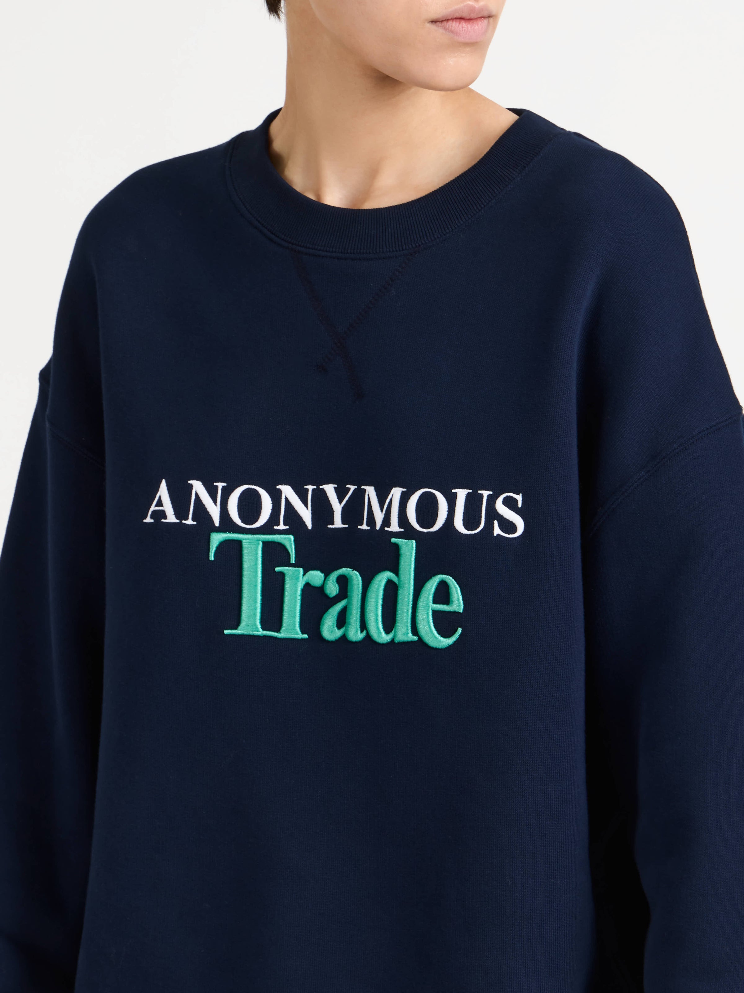 anonymous trade sweatshirt navy 1 Model Detail 8