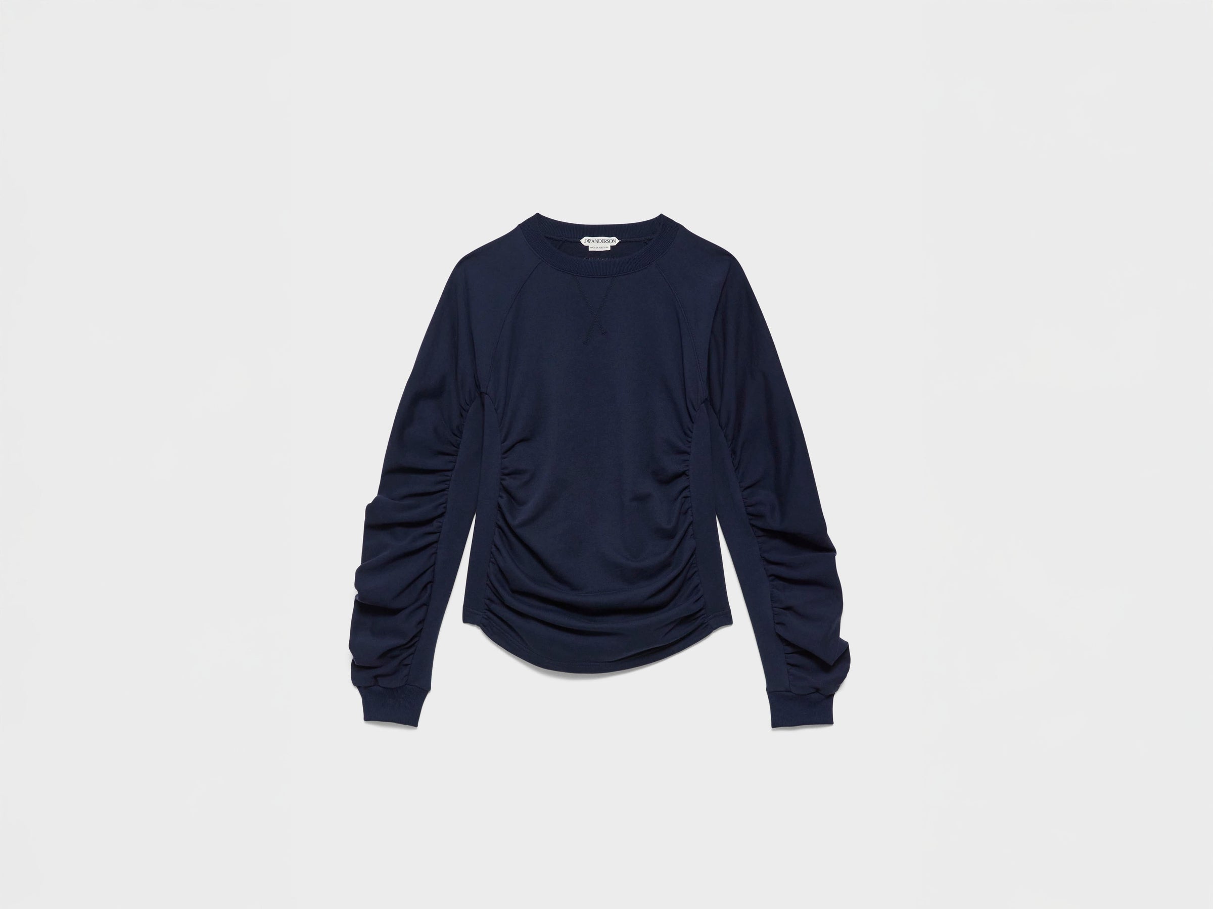 WOMENS RUCHED SLEEVE SWEATSHIRT IN NAVY