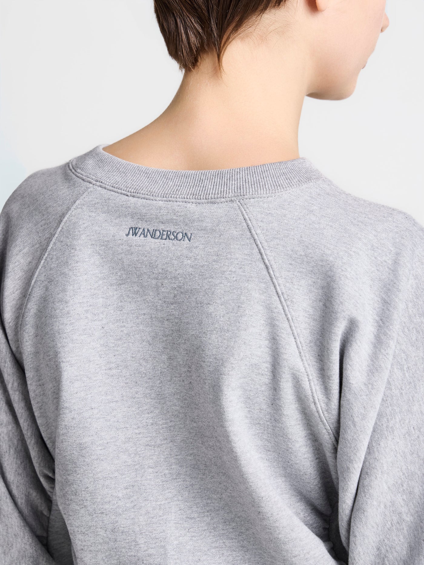 WOMENS RUCHED SLEEVE SWEATSHIRT IN MID GREY MELANGE