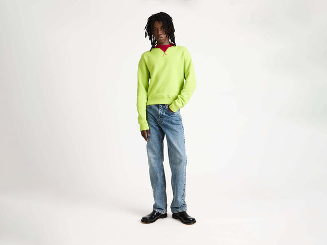 CONTRAST COLLAR SWEATSHIRT IN LIME & RED